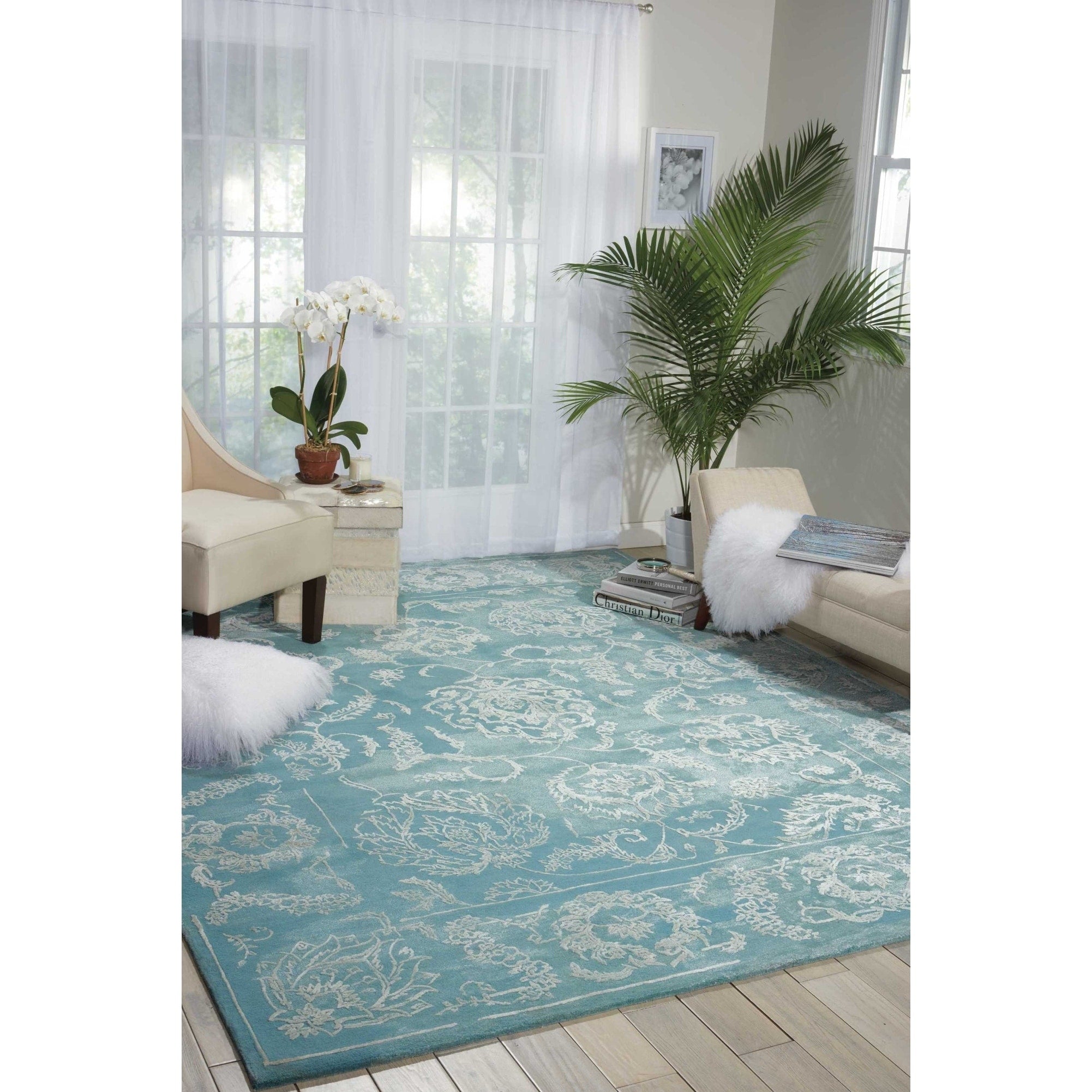 Nourison Opaline Charcoal Blue Area Rug 79 X 99