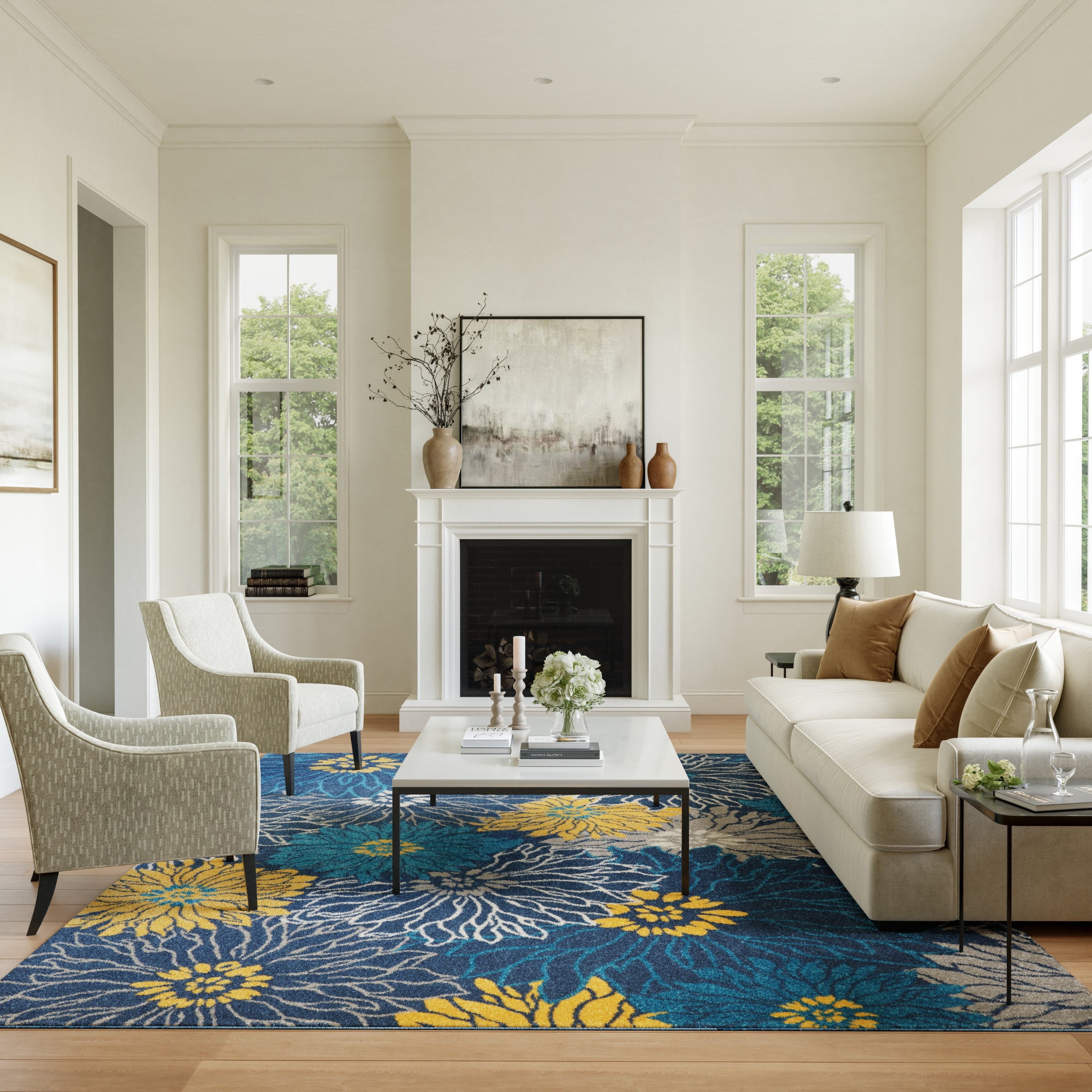 Nourison Passion Collection Blue Multicolored Indoor Rectangular Area Rug 8 X 10 8 X 10