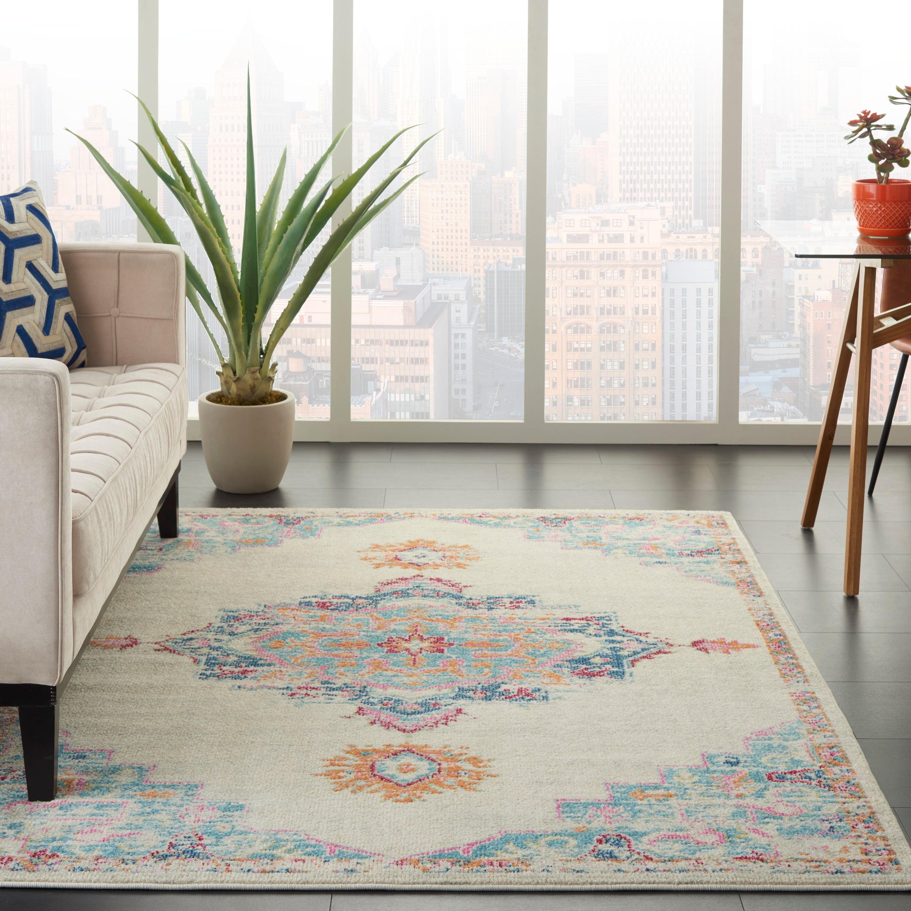The Curated Nomad Cayuga Transitional Grey Multi Medallion Area Rug