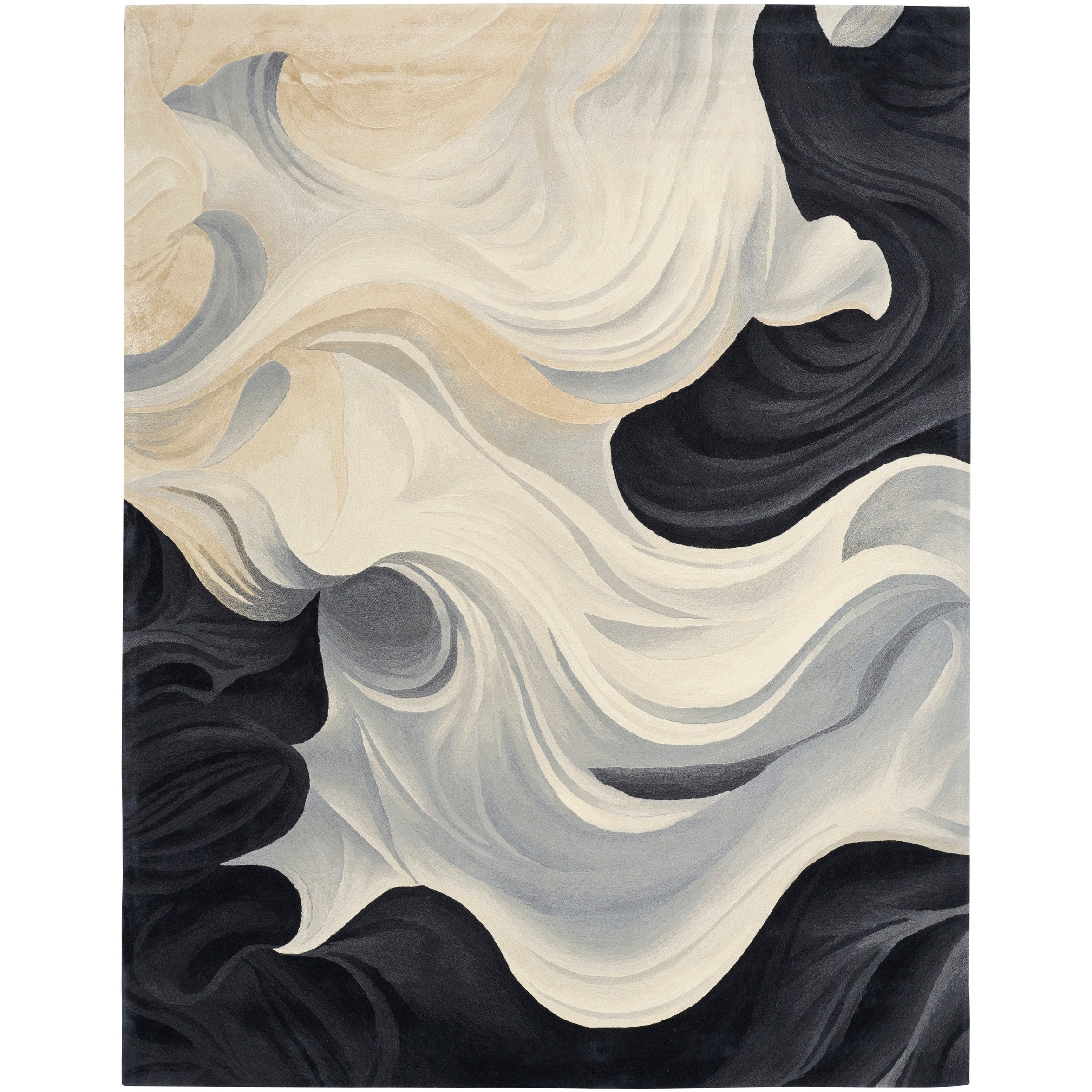 Nourison Prismatic Ivory Black Abstract Chic Hand Tufted Indoor Rug
