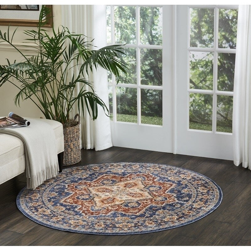 Nourison Reseda Vintage Blue Runner Rug 23 X 76 23 X 76 Runner