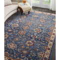 Nourison Reseda Vintage Sky Blue Floral Rug 5 Round 5 Round
