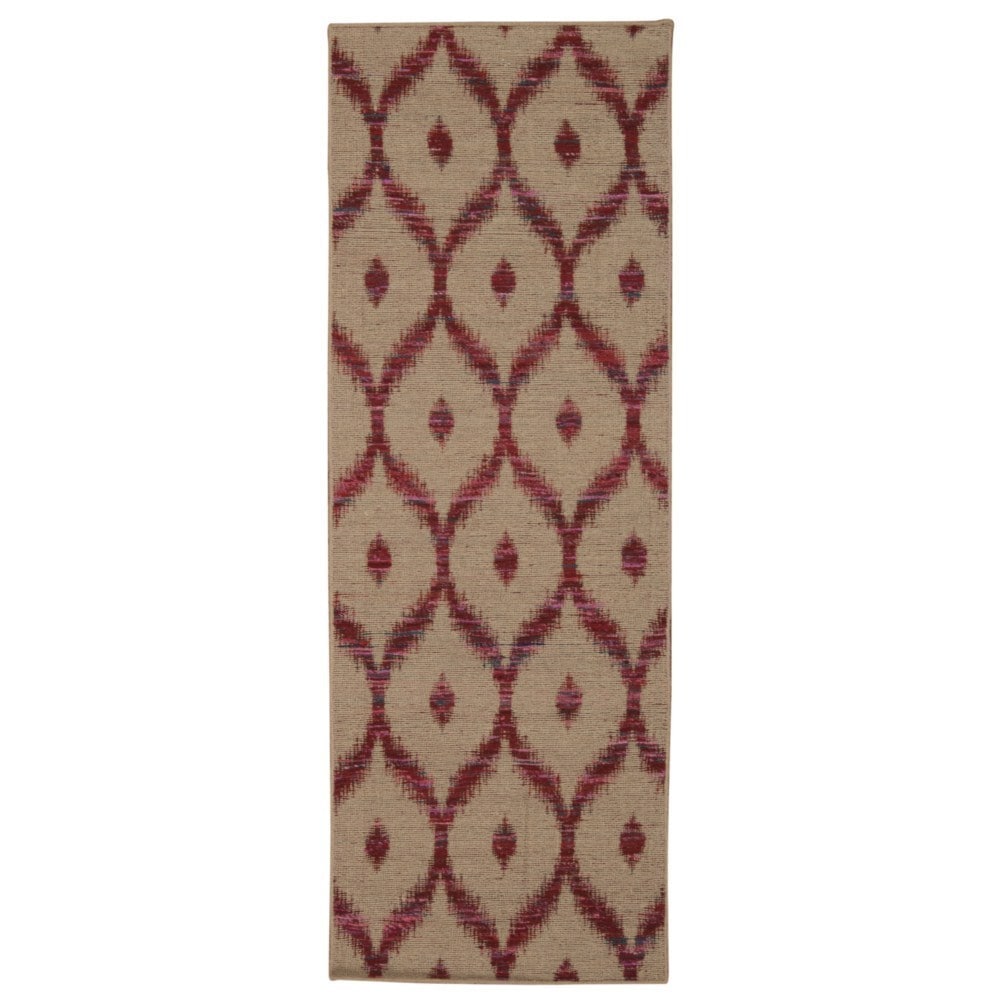 Nourison Spectrum Beige Burgundy Rug 26 X 76 26 X 76 Runner
