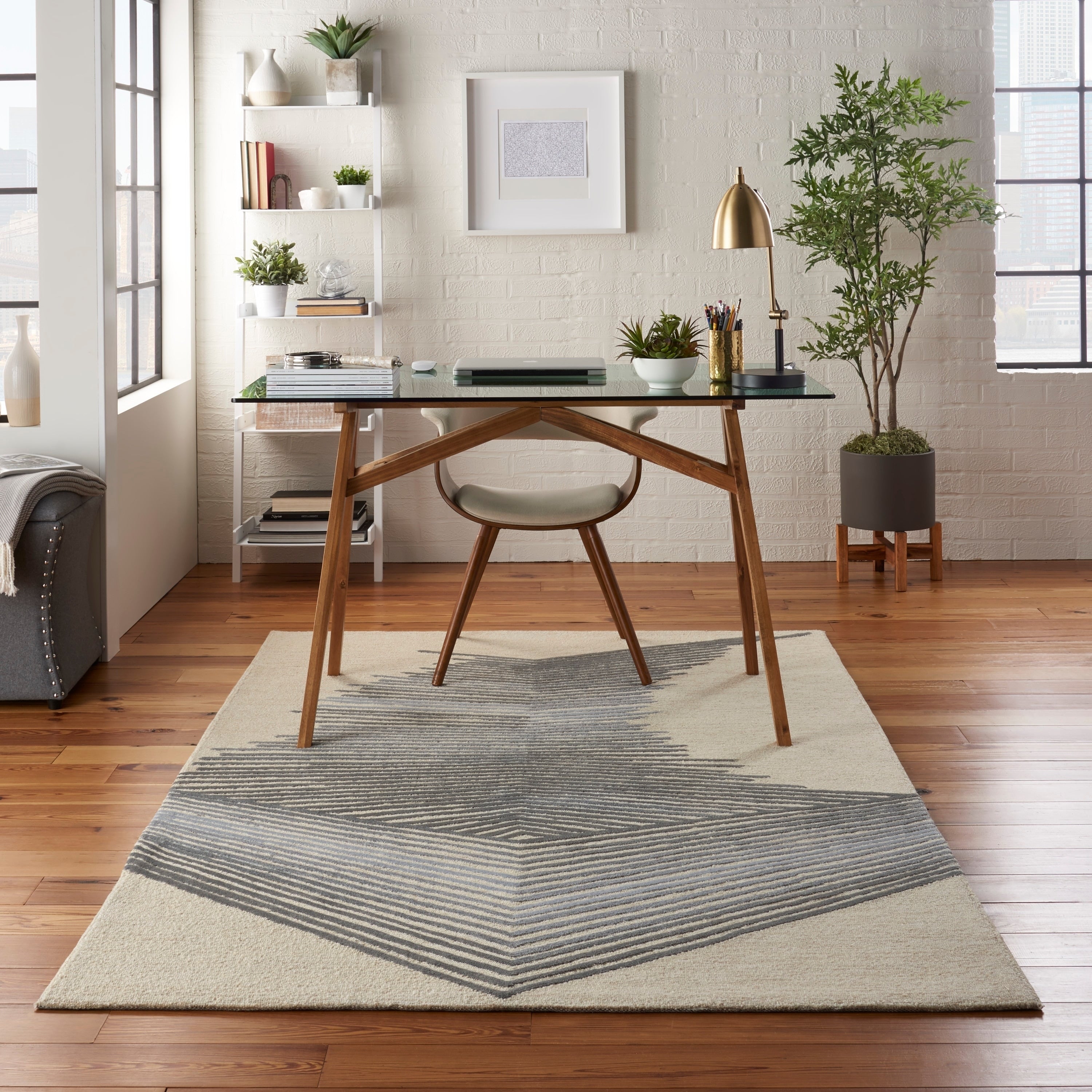 Nourison Symmetry Ivory Grey Area Rug