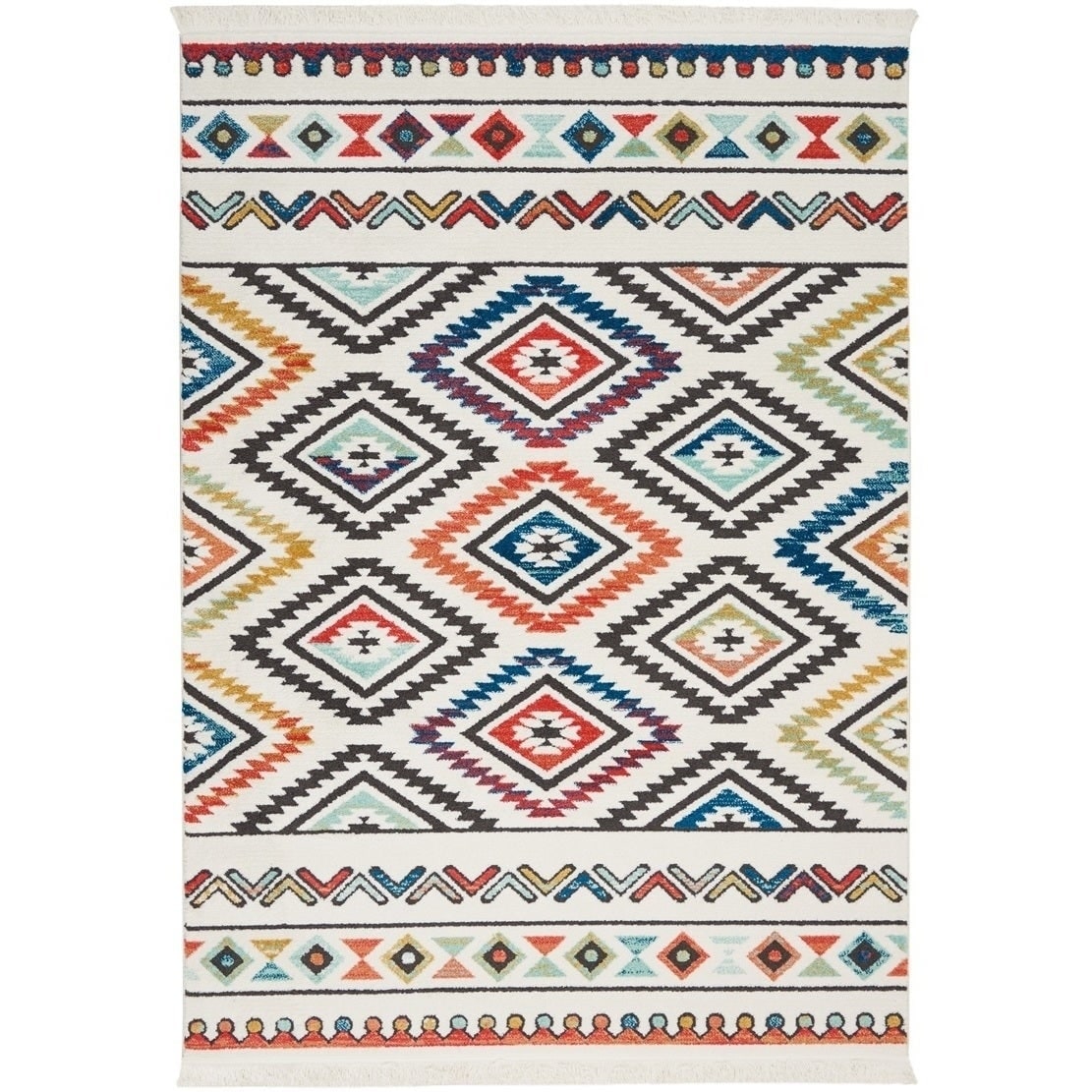 Nourison Tribal Decor White Multicolor Aztec Runner Rug 22 X 79 Runner