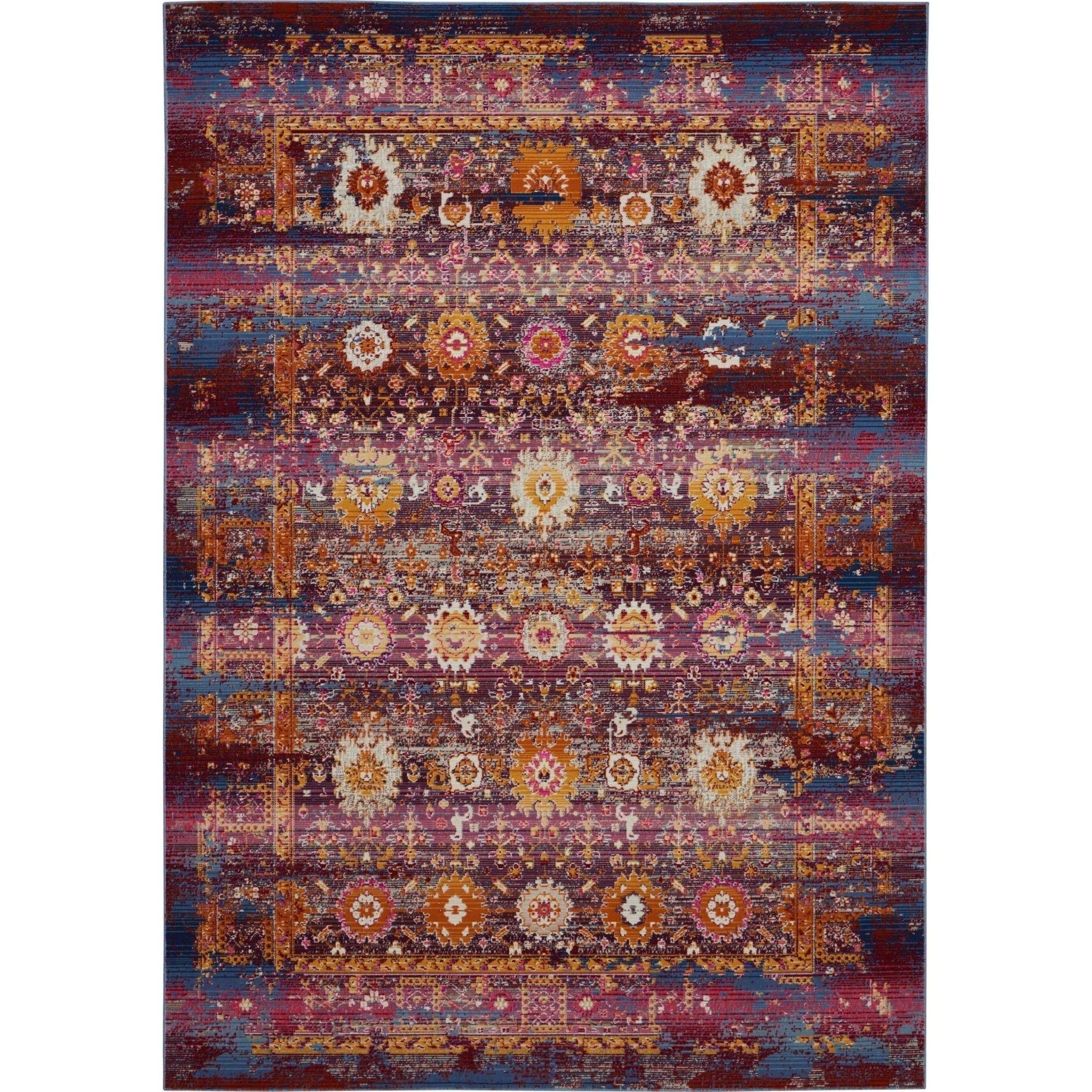 Nourison Vintage Kashan Red Multicolor Abstract Area Rug 810 X 1110