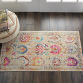 Nourison Vintage Kashan Ivory Multicolor Moroccan Round Rug 4 Round