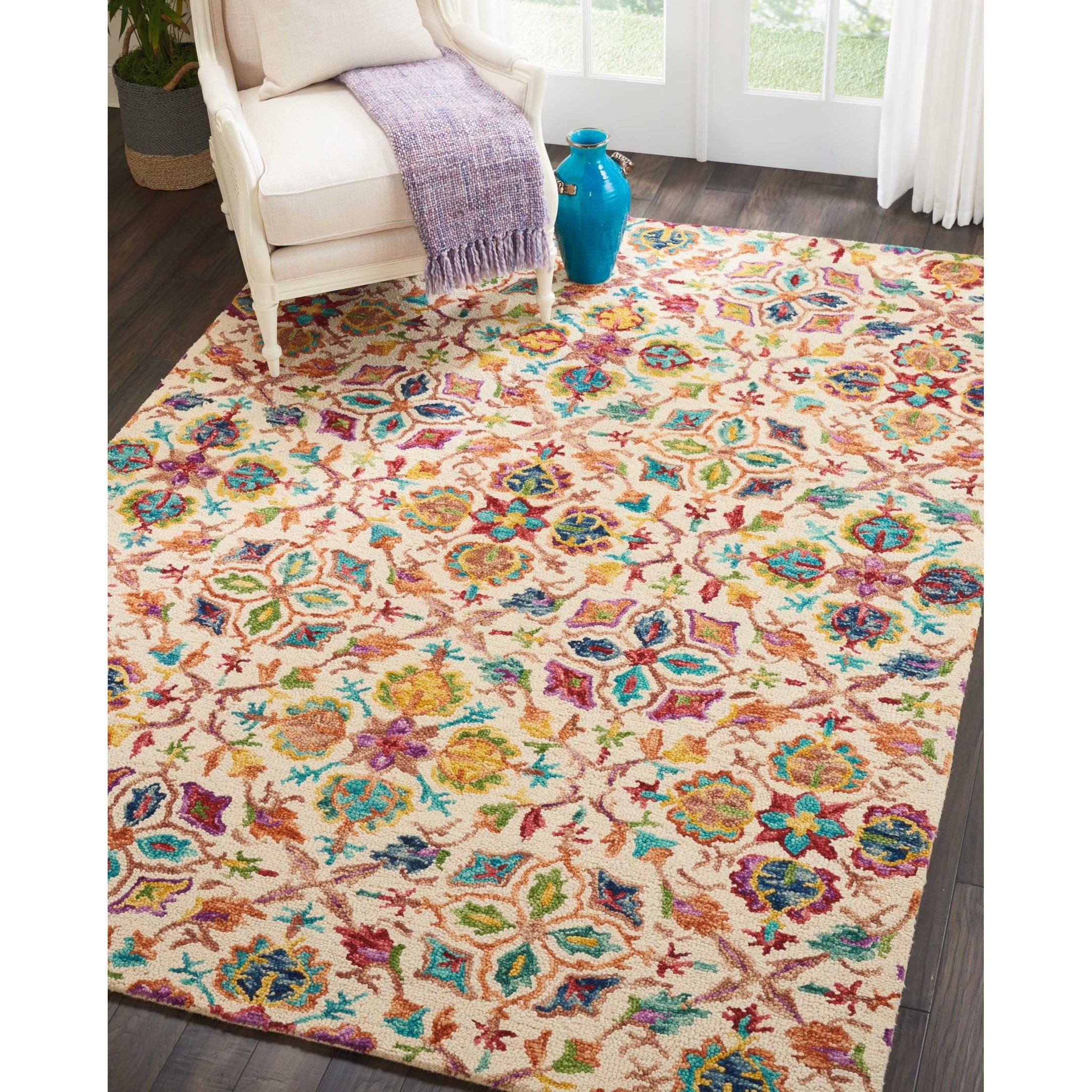 Nourison Vivid Ivory Contemporary Area Rug 5 X 76 5 X 76