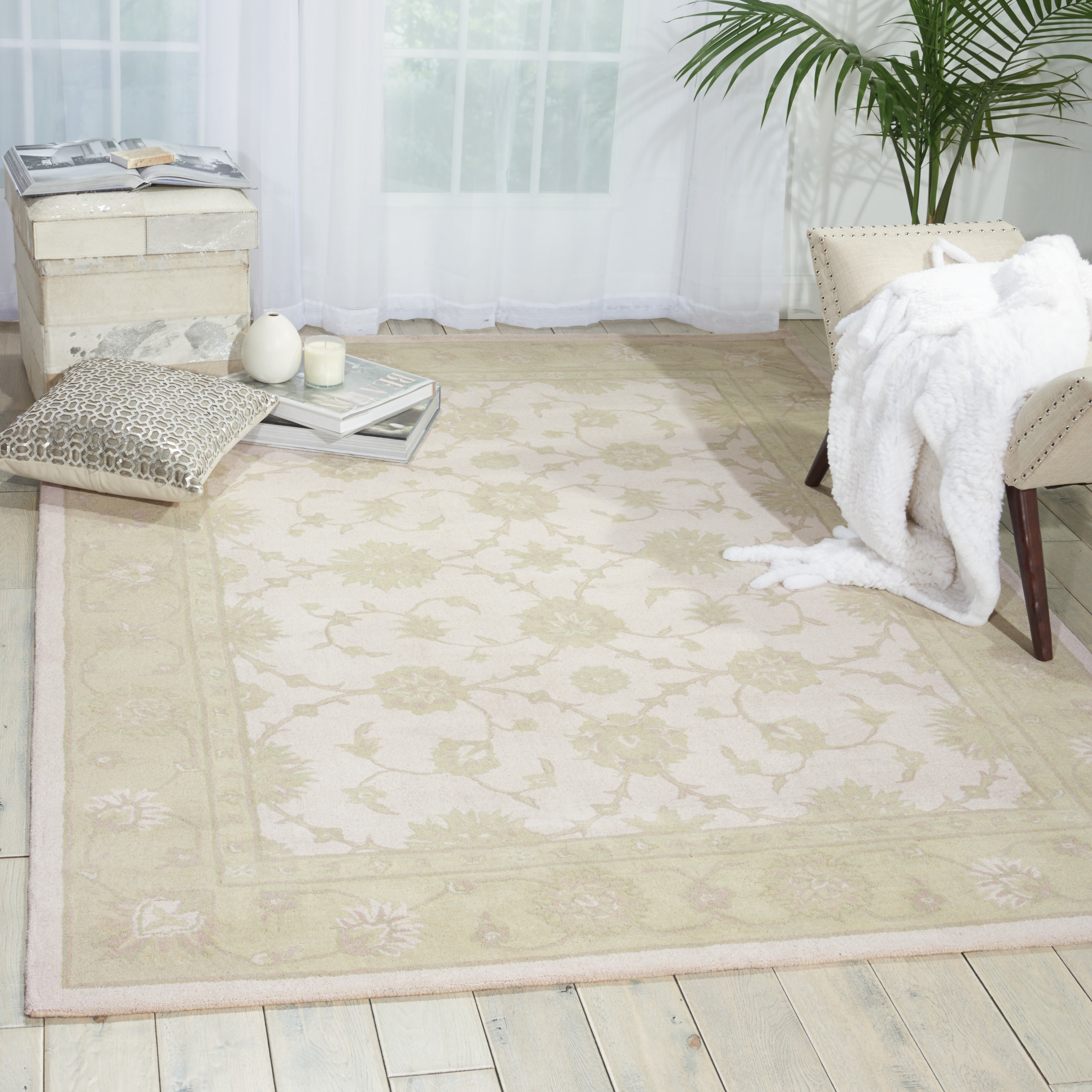 Nourison Zephyr Ivory Green Rug 8 X 11