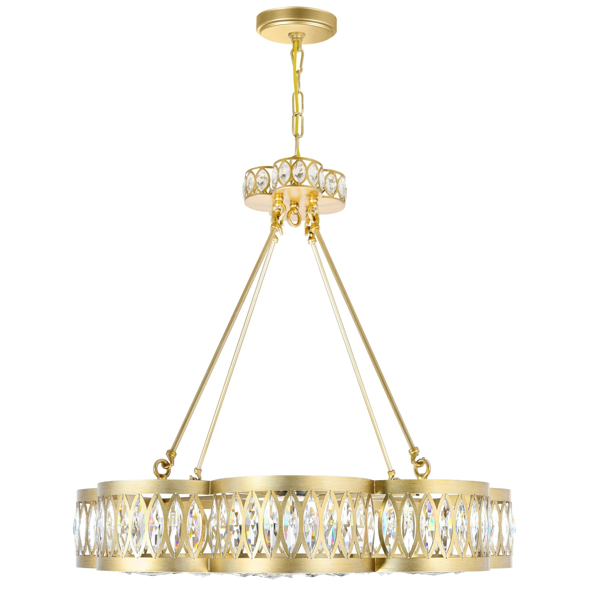 Gracewood Hollow Sengat 8 Light Chandelier With Champagne Finish And Clear Crystal Accents