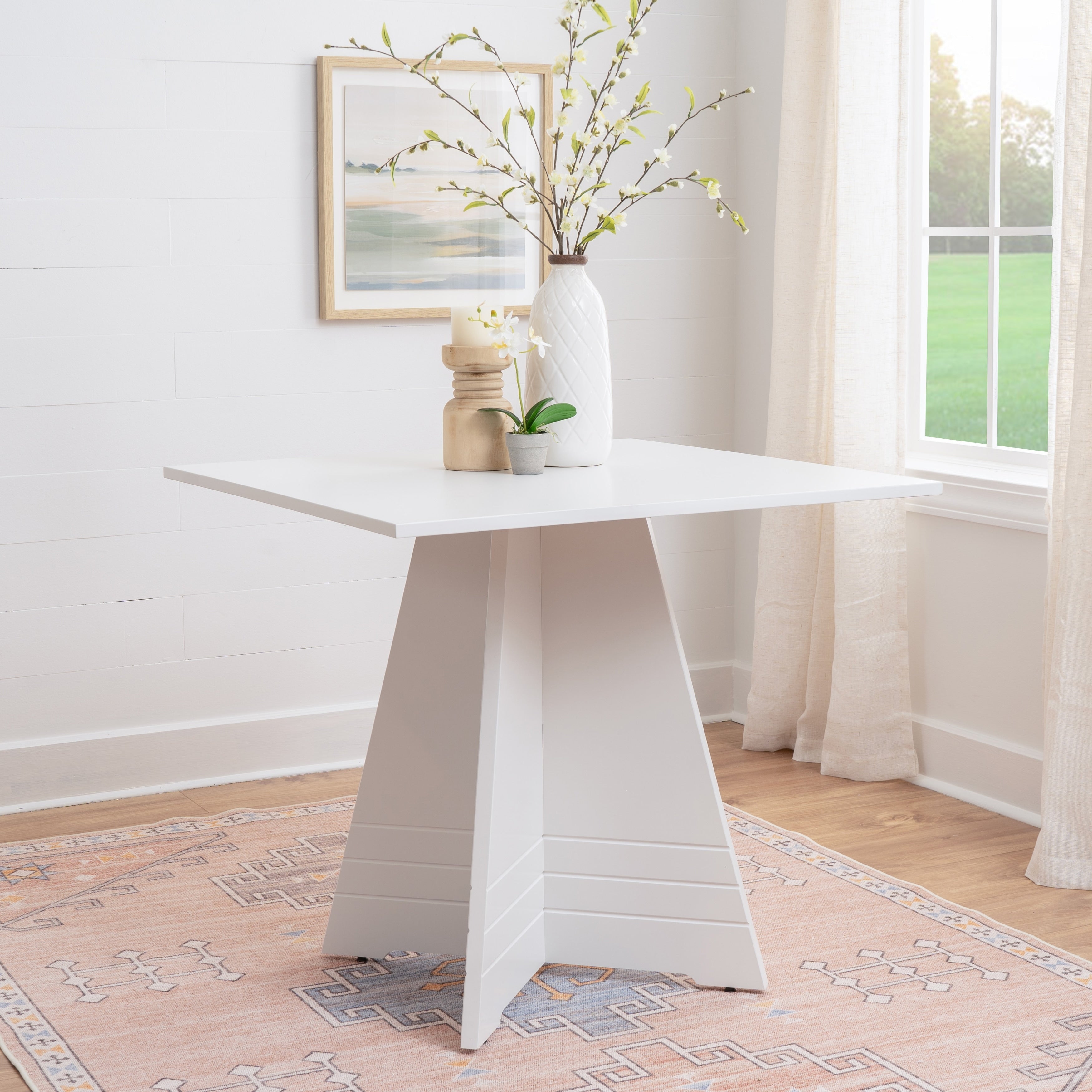 Nova Square Pedestal Table White 32.28 W X 32.28 D X 29.02 H