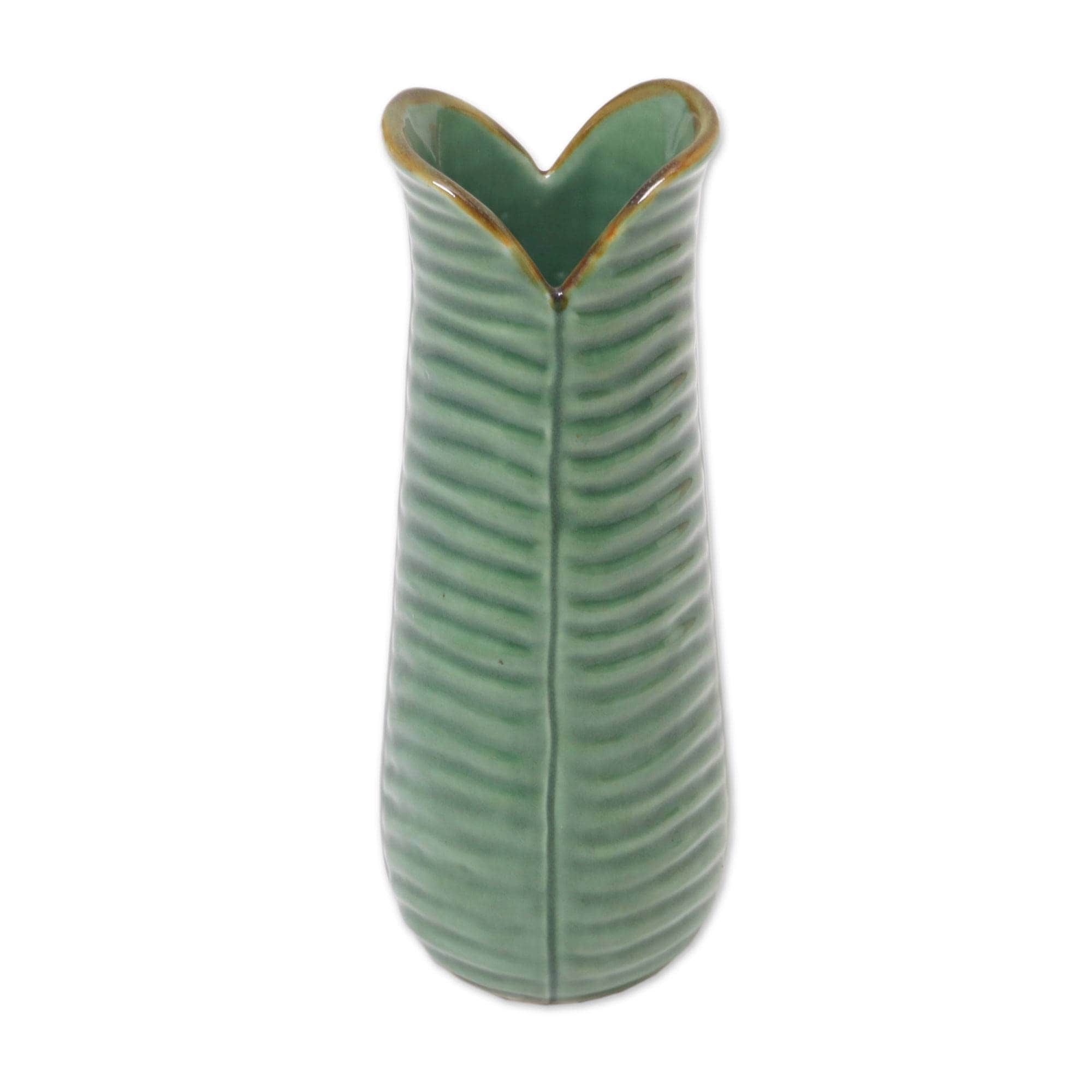 Handmade Green Nature Speaks Ceramic Vase Indonesia