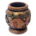 Handmade Balinese Goldfish Mahogany Decorative Vase Indonesia
