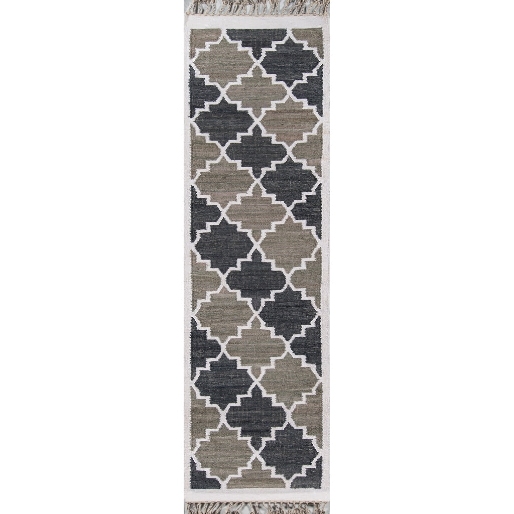Novogratz By Momeni Greyback Hand Woven Cotton Charcoal Runner 23 X 8