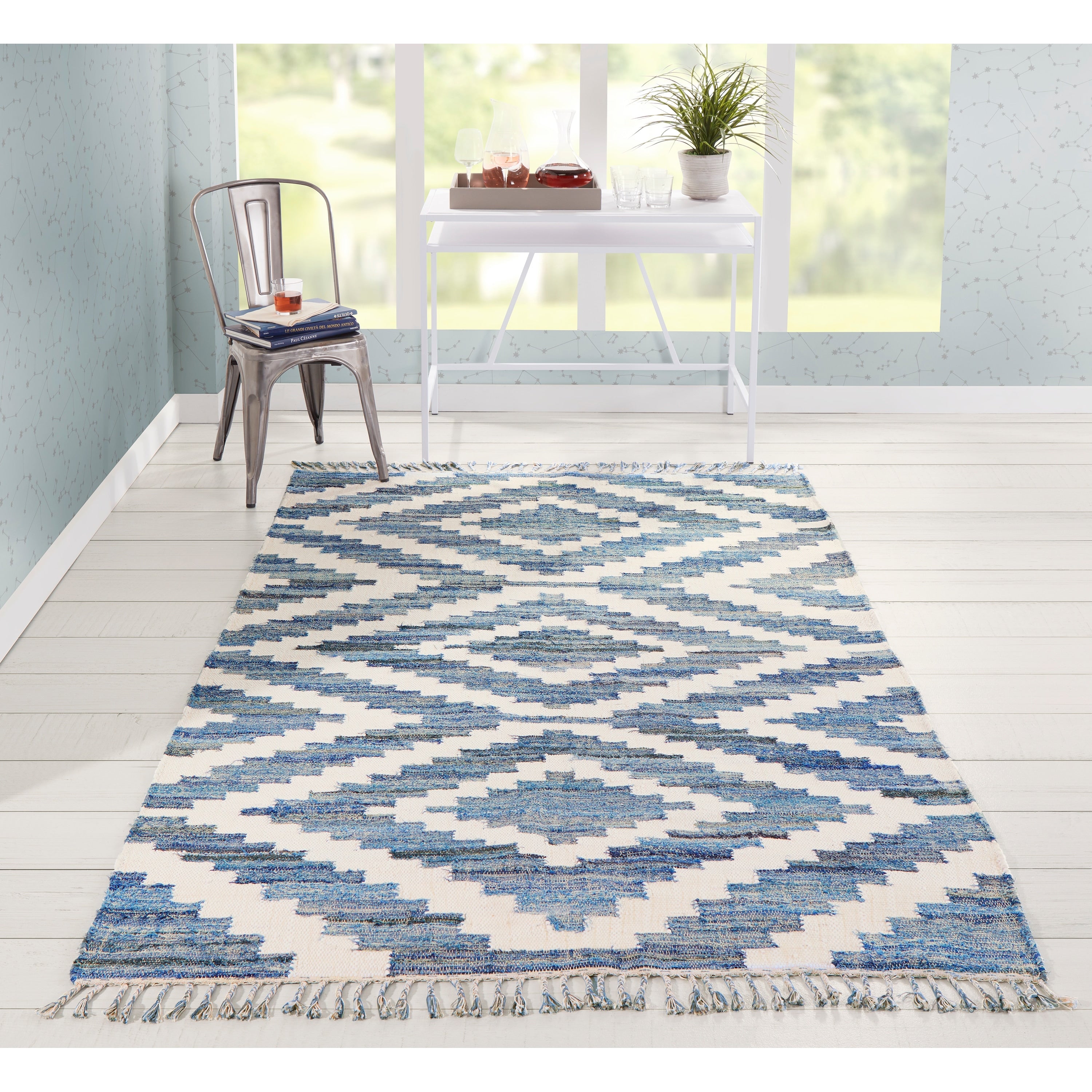 Novogratz By Momeni Laguna Hand Woven Cotton Blue Area Rug 33 X 53