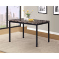 Noyes Metal Dining Table With Laminated Faux Marble Top Black