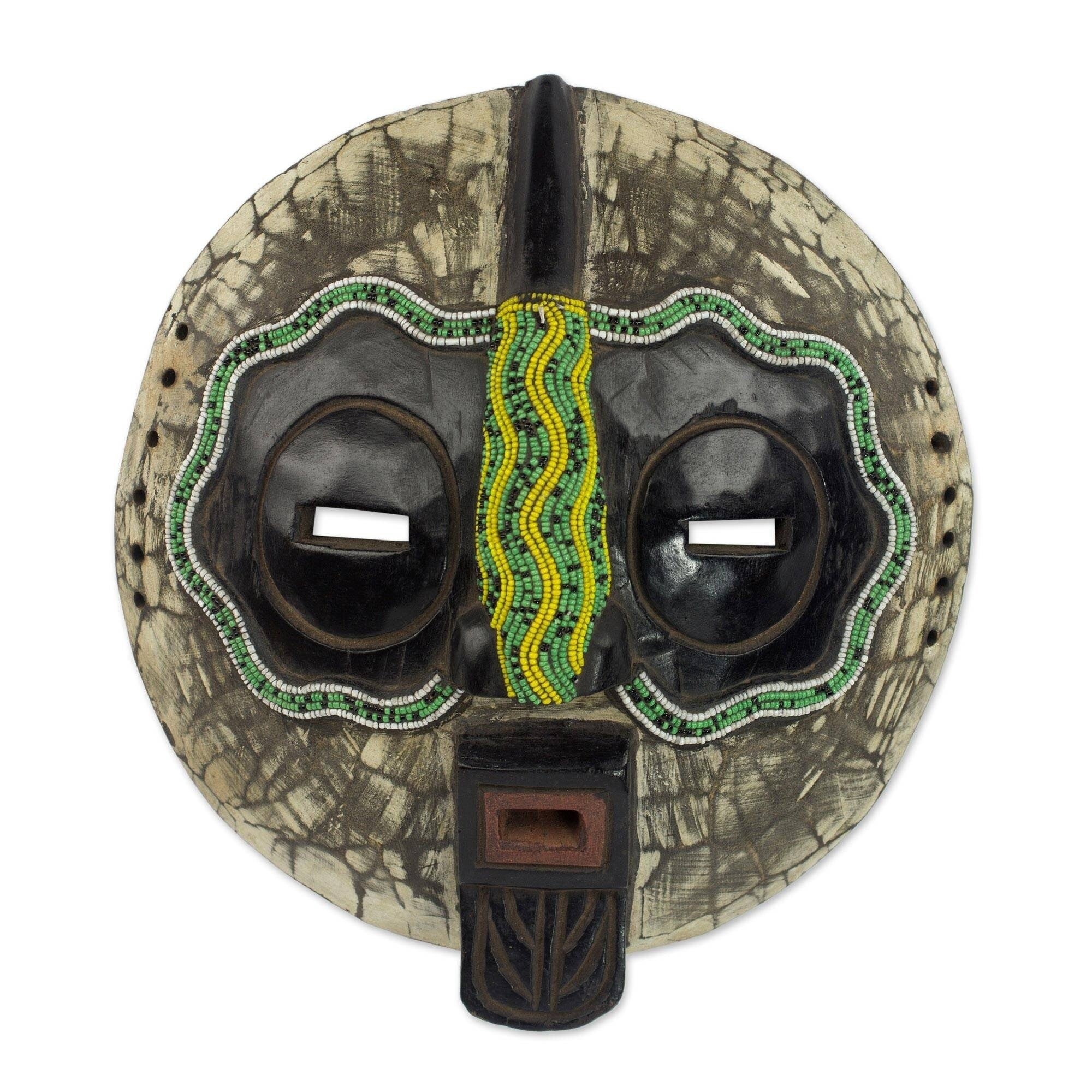 Ntiase Understanding African Beaded Wood Mask Ghana