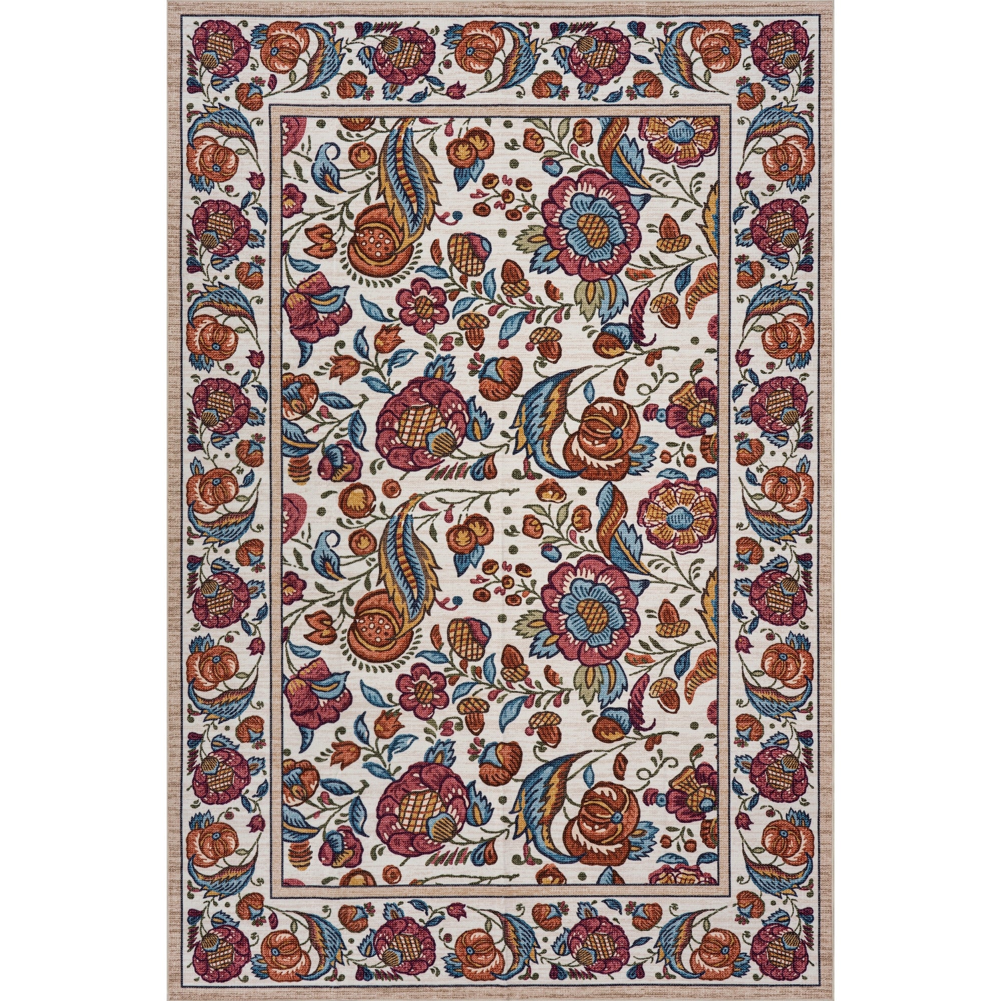 Nuloom Delara Floral Paisley Washable Rug