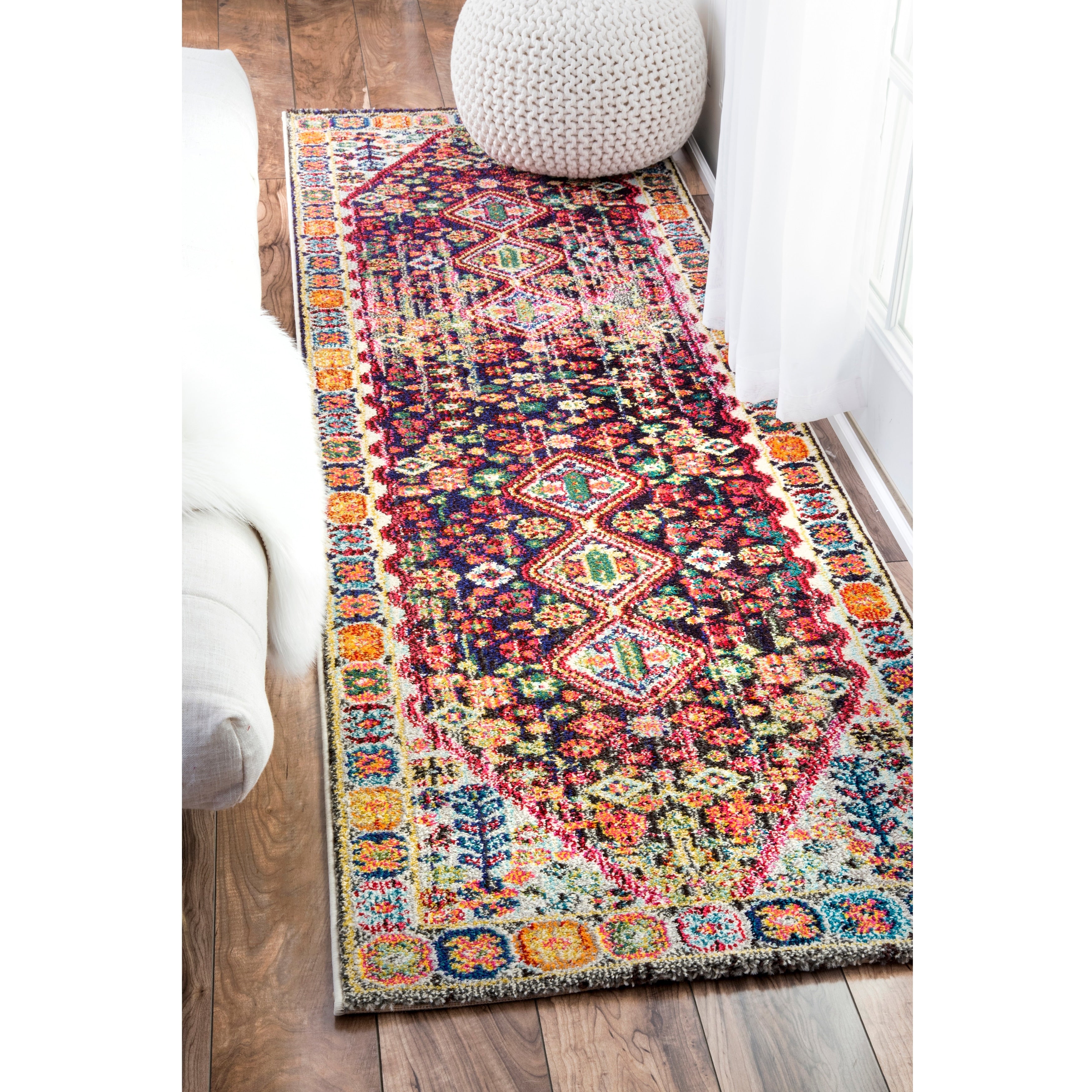 Nuloom Distressed Traditional Flower Persian Multi Runner Rug 4 X 5