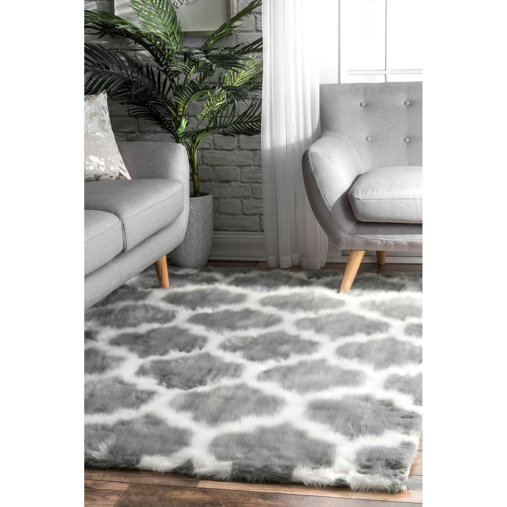Nuloom Faux Sheepskin Solid Soft And Plush Cloud Trellis Kids Shag Pink Rug 3 X 5 3 X 5