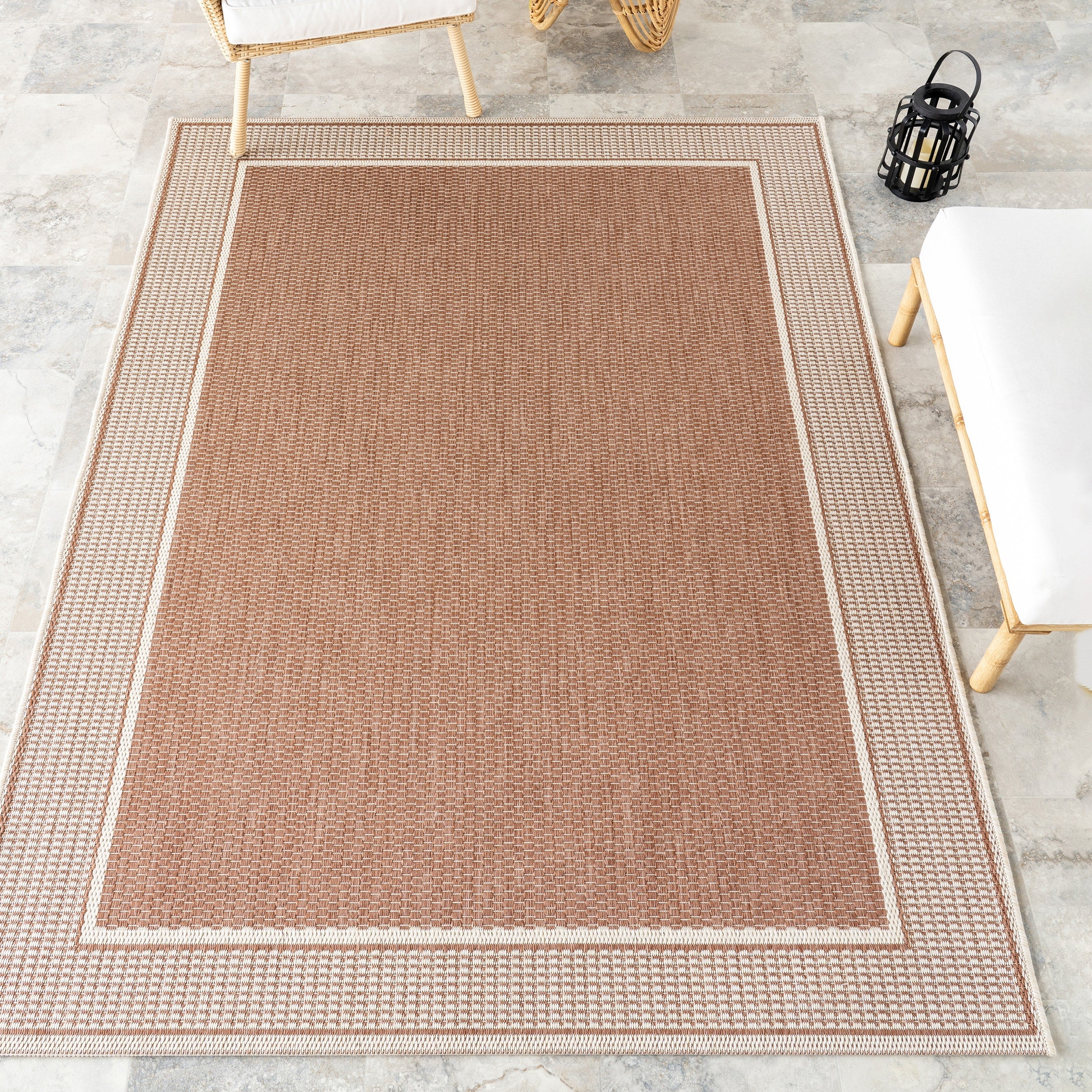 Copper Grove Portumna Solid Border Outdoor Indoor Area Rug 76 X 109