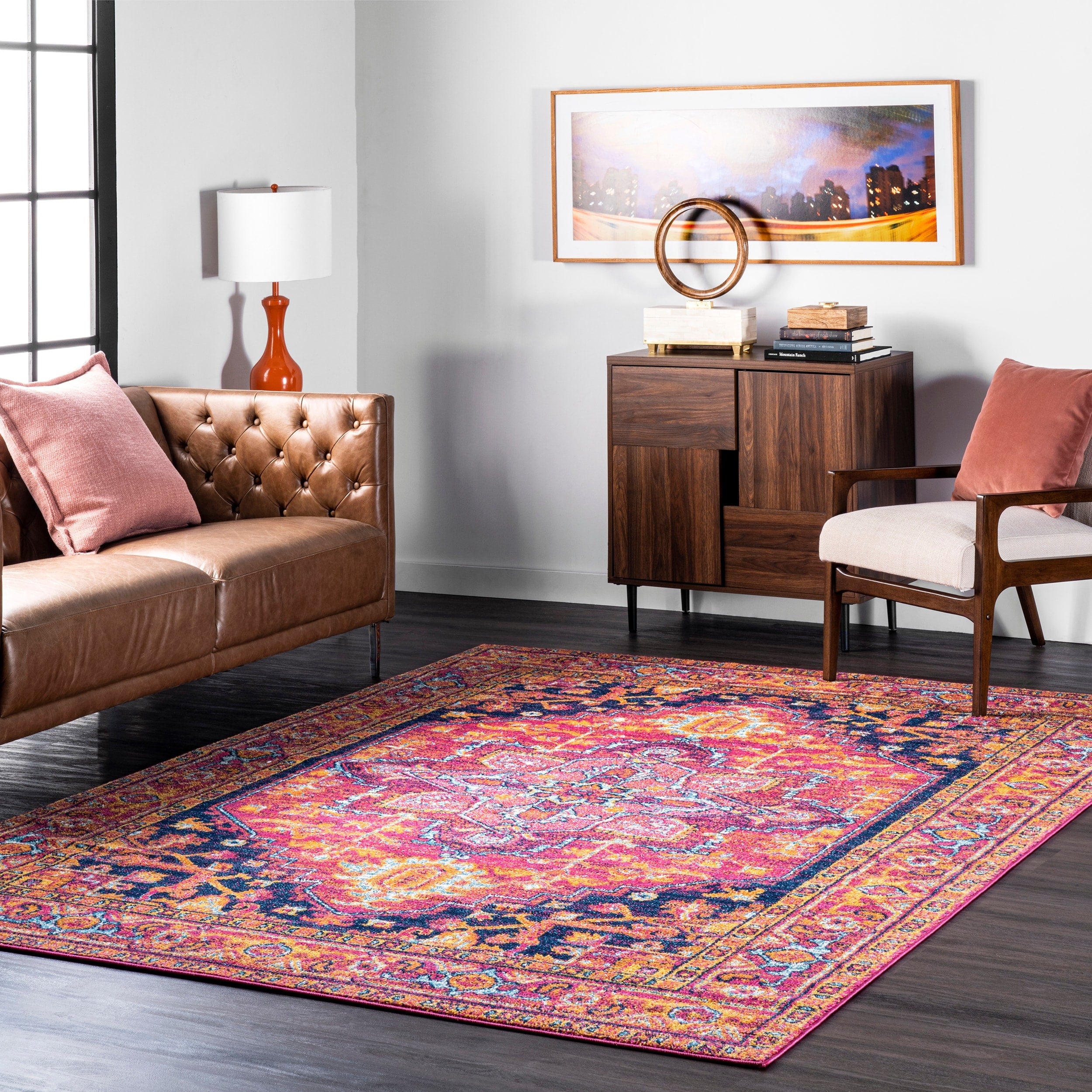 Nuloom Persian Blue Orange Medallion Rug 710 X 4