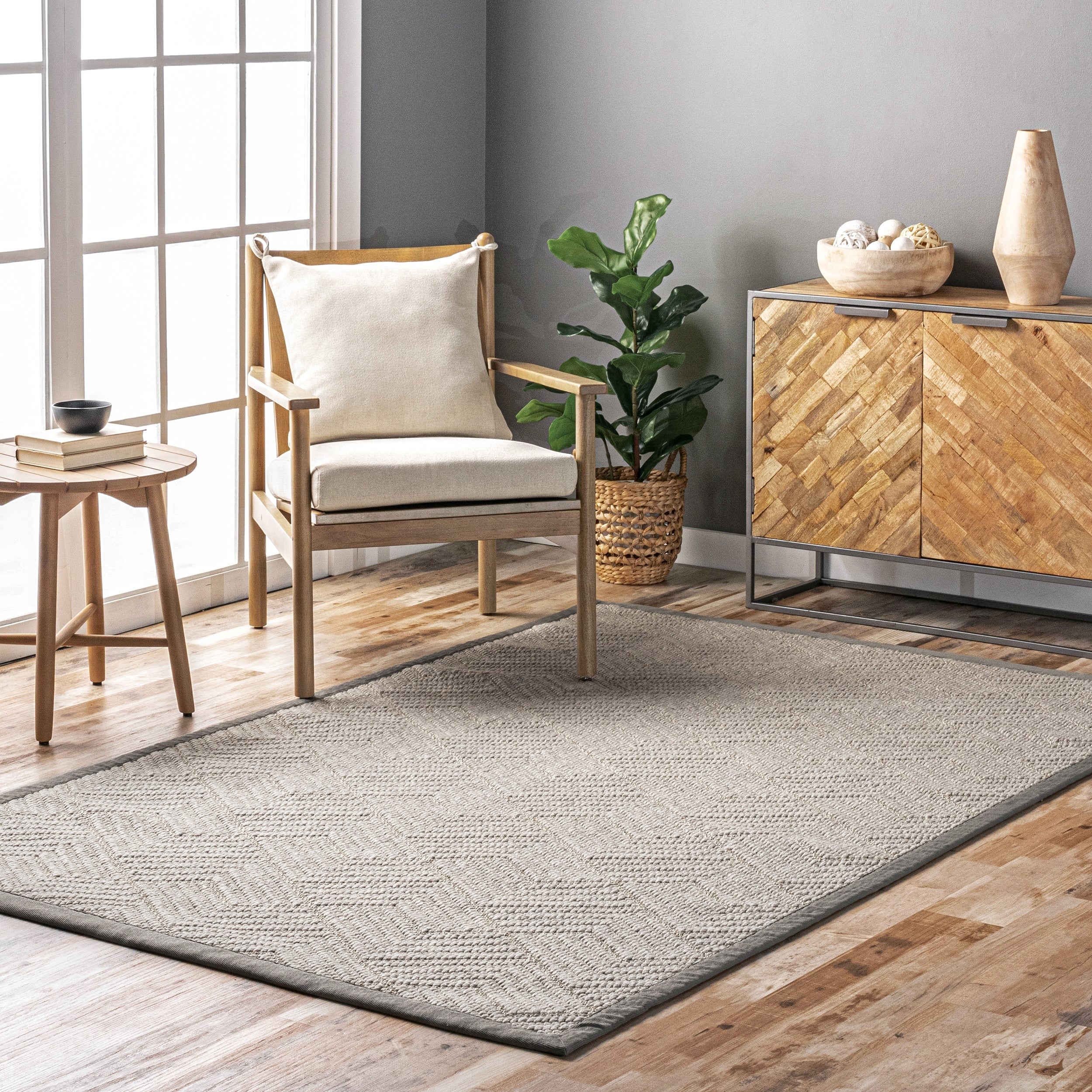Nuloom Casual Natural Fiber Solid Sisal Wool Mishan Linear Area Rug
