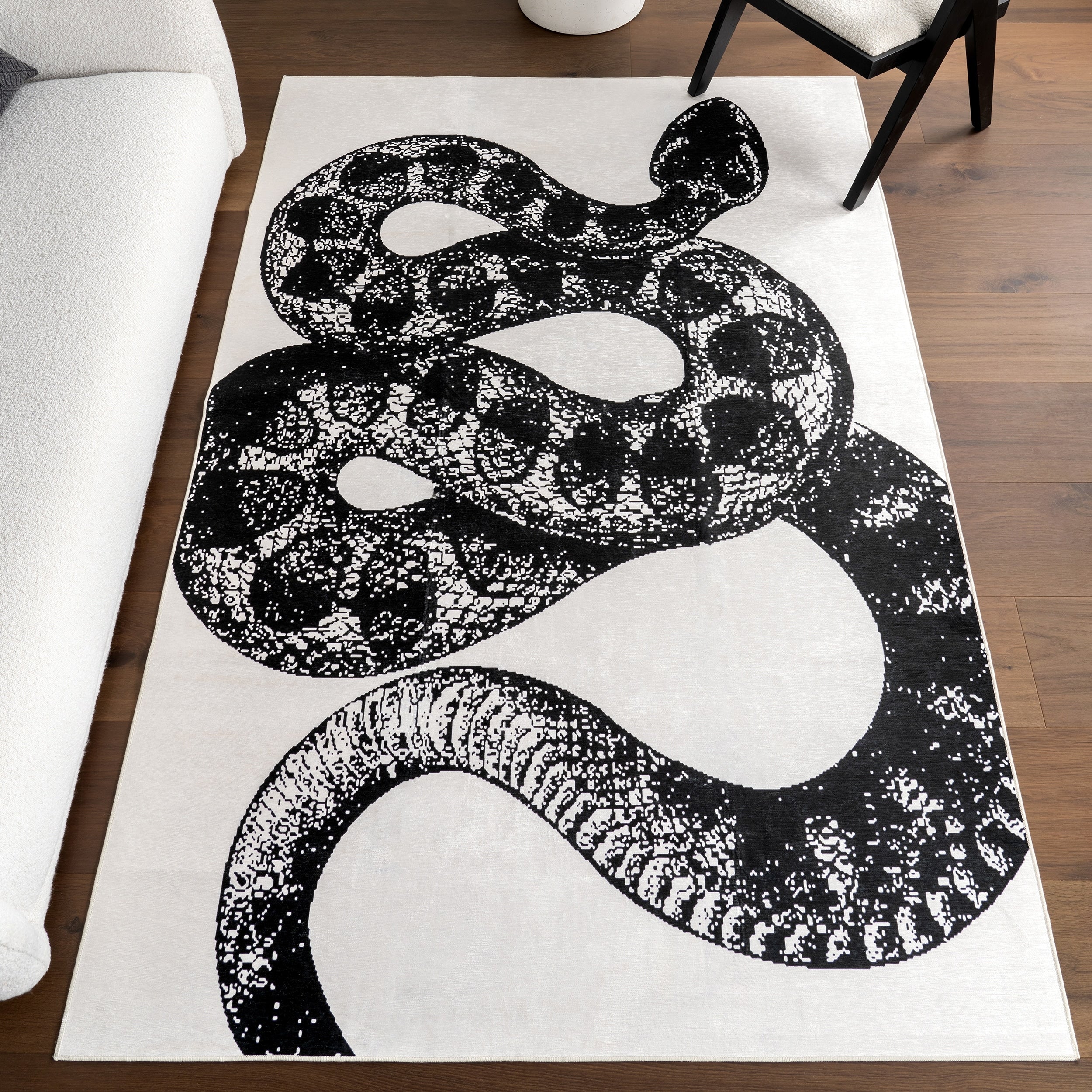 Nuloom Nila Splashguard Modern Snake Print Machine Washable Area Rug