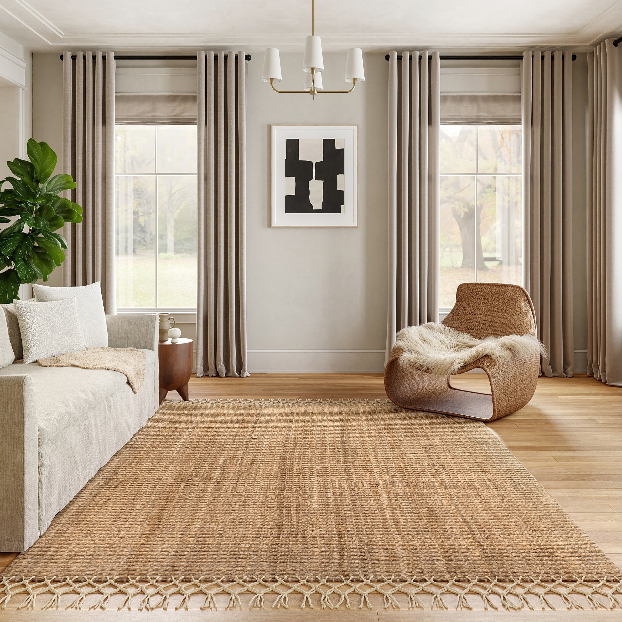 The Gray Barn Antelope Springs Chunky Jute And Wool Tassel Area Rug 8 X 10