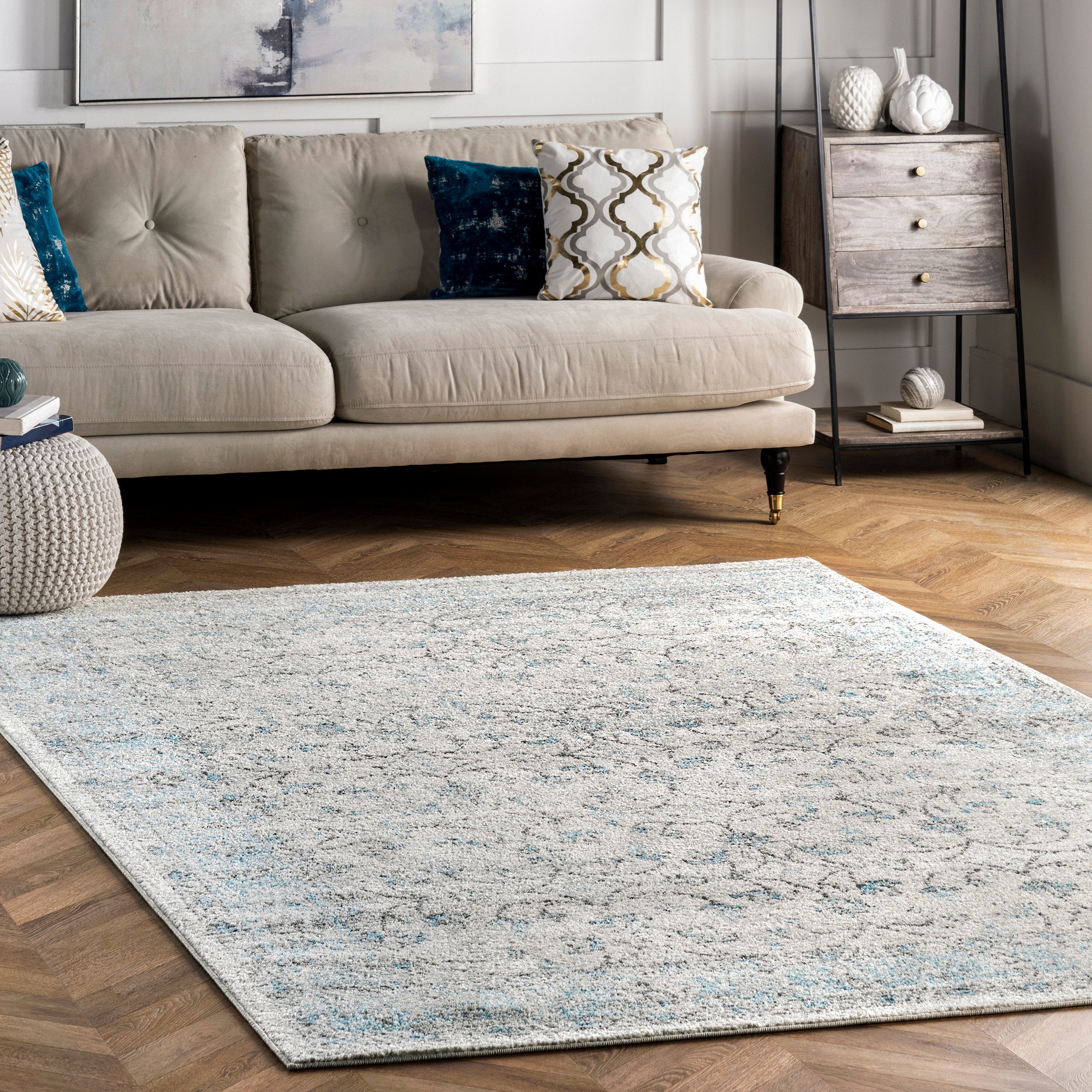 Nuloom Aqua Contemporary Hazy Striped Area Rug 12 X 15