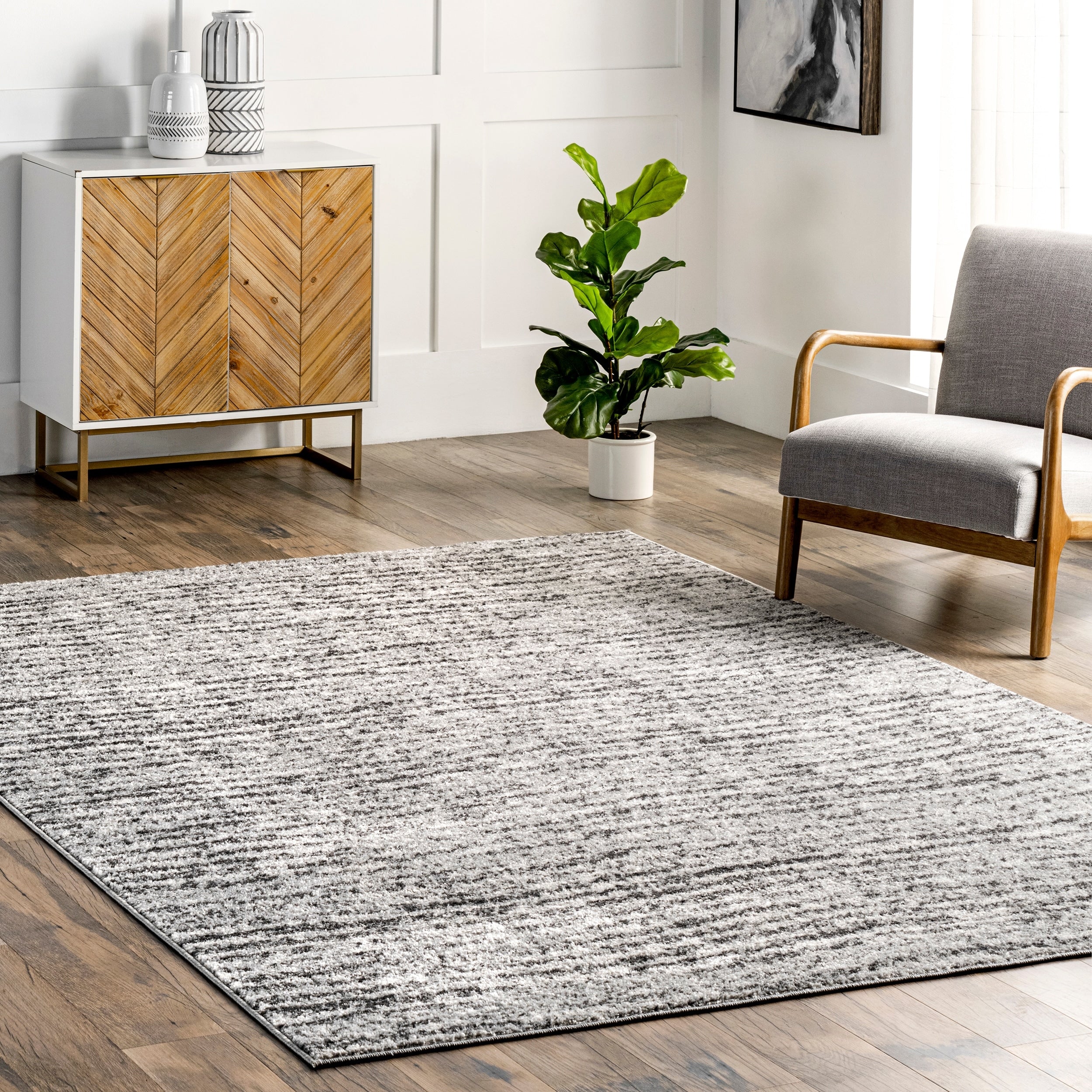 Porch Den Williamsburg Humboldt Grey Waves Rug 7 6 X 9 6