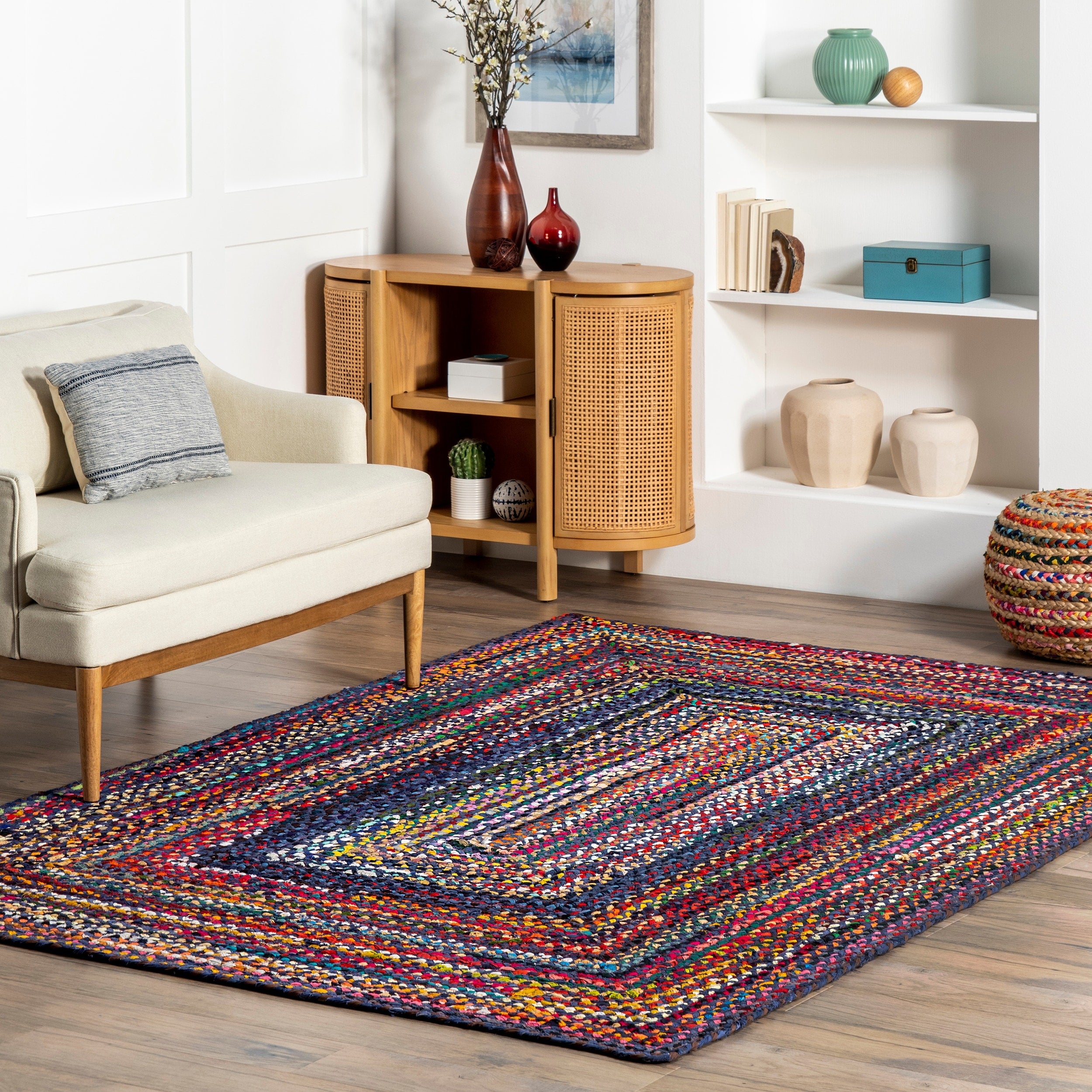 The Curated Nomad Grove Handmade Braided Cotton Rug 5 X 8