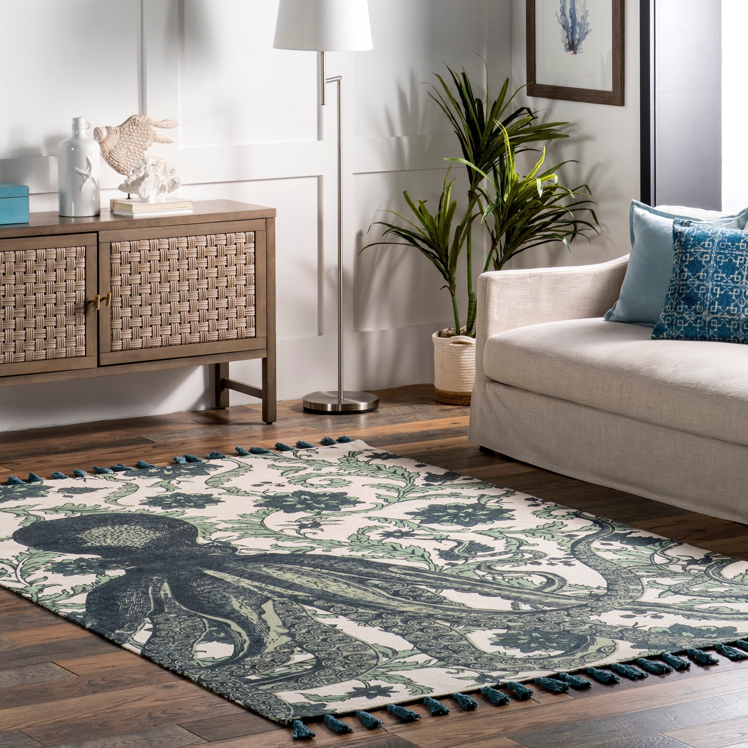 Nuloom Handmade By Thomas Paul Cotton Printed Octopus Runner Rug Multi 28 X 8