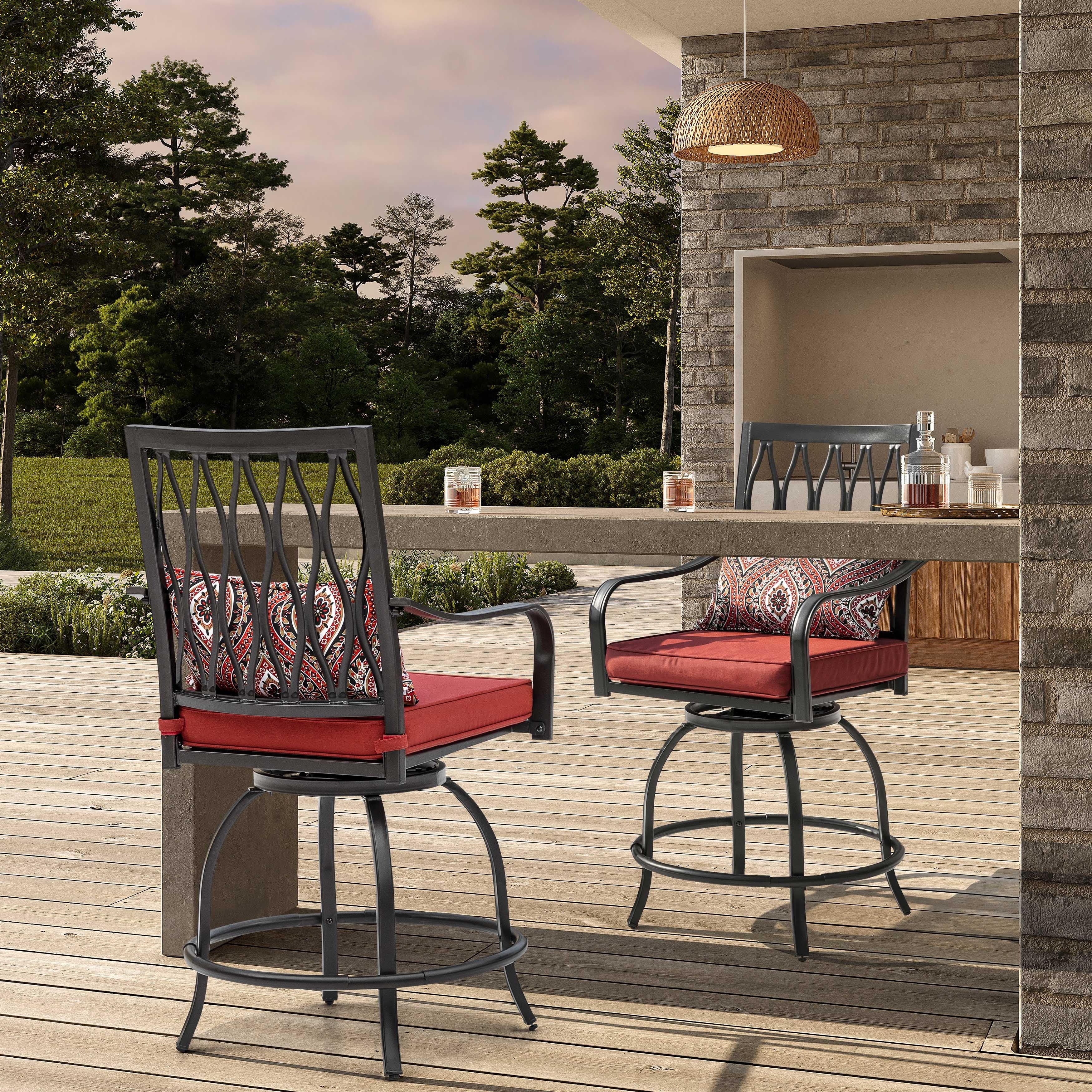 Nuu Garden Pub Bar Stools Set Of 2 360 Degree Rotation Swivel Bistro Stool With Cushions And Pillows