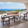 Nuu Garden 4 Piece Patio Conversation Set All Weather Aluminum Frame Soft Cushions