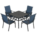 Nuu Garden 5 Piece Patio Dining Set With Umbrella Hole Breathable Textilene Fabric