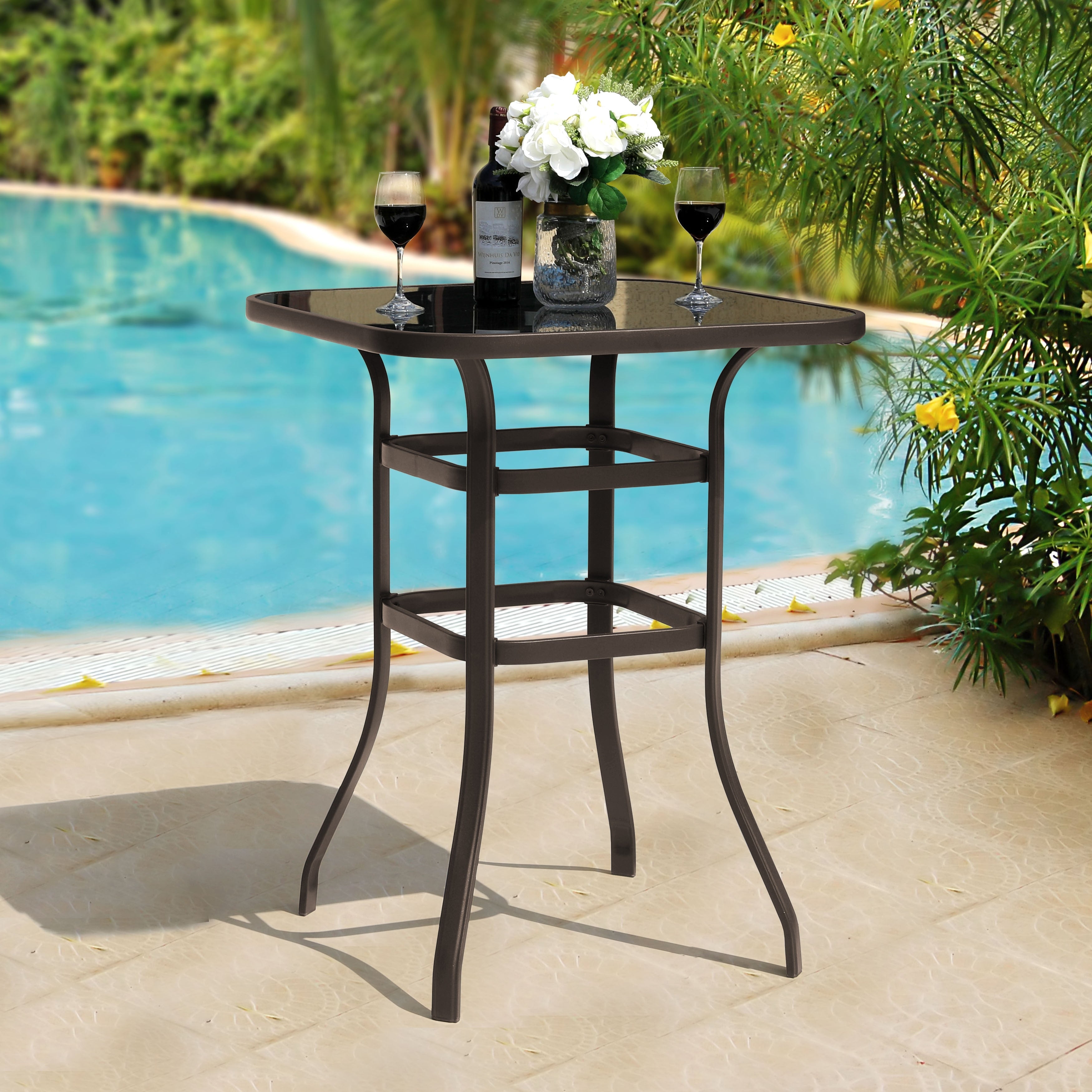 Nuu Garden 31 In. Outdoor Square Iron Bar Table