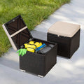 Patio 2 Piece Wicker Ottoman With Hidden Storage And Removable Cushion