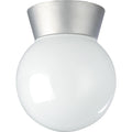 Nuvo Lighting 77 152 1 Light 6 Wide Outdoor Semi Flush Globe Ceiling Fixture With Frosted Glass Shade Satin Aluminum N A