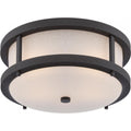 Nuvo Lighting 62 653 Willis 2 Light 13 3 4 Wide Led Outdoor Flush Mount Drum Ceiling Fixture With Frosted Glass Shade