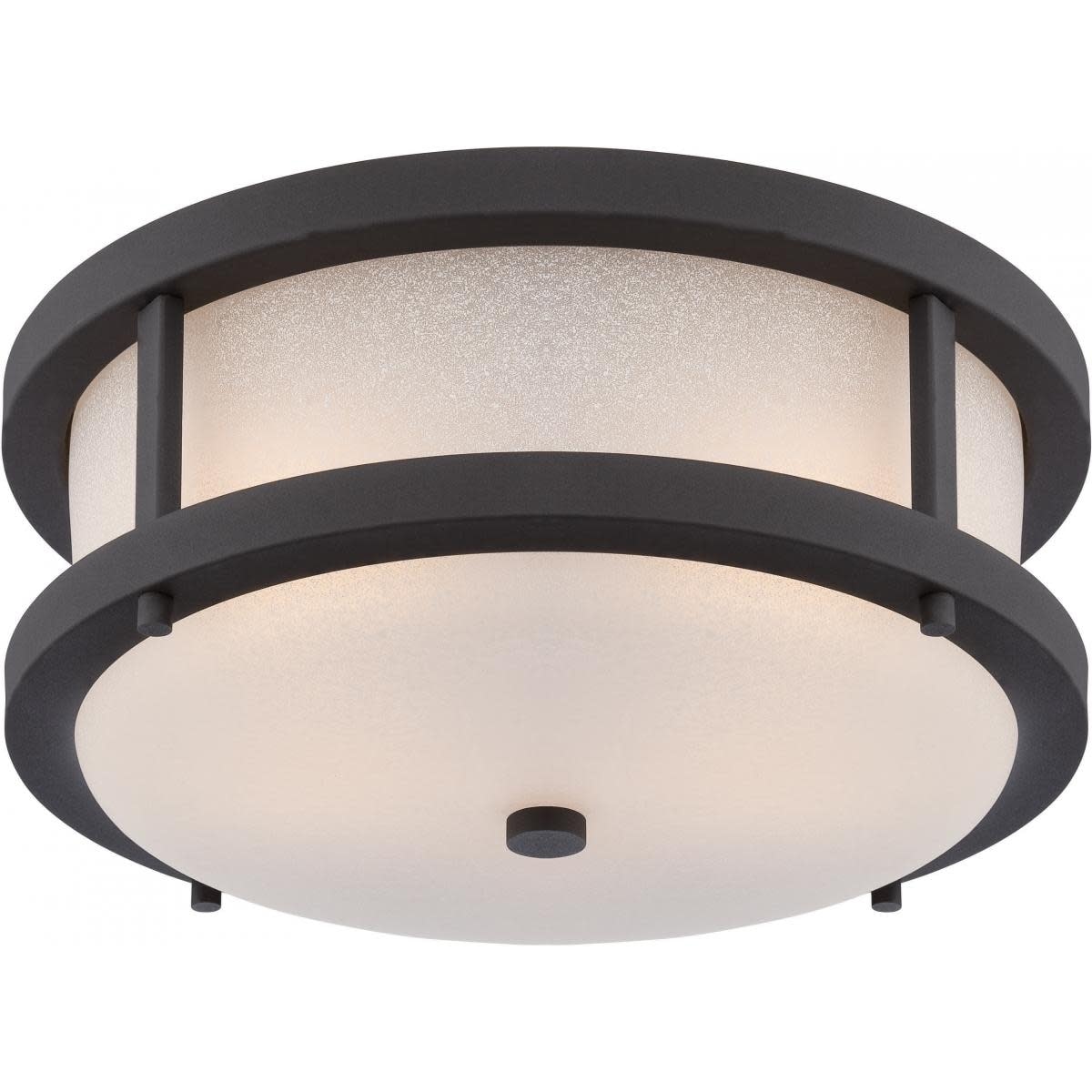 Nuvo Lighting 62 653 Willis 2 Light 13 3 4 Wide Led Outdoor Flush Mount Drum Ceiling Fixture With Frosted Glass Shade
