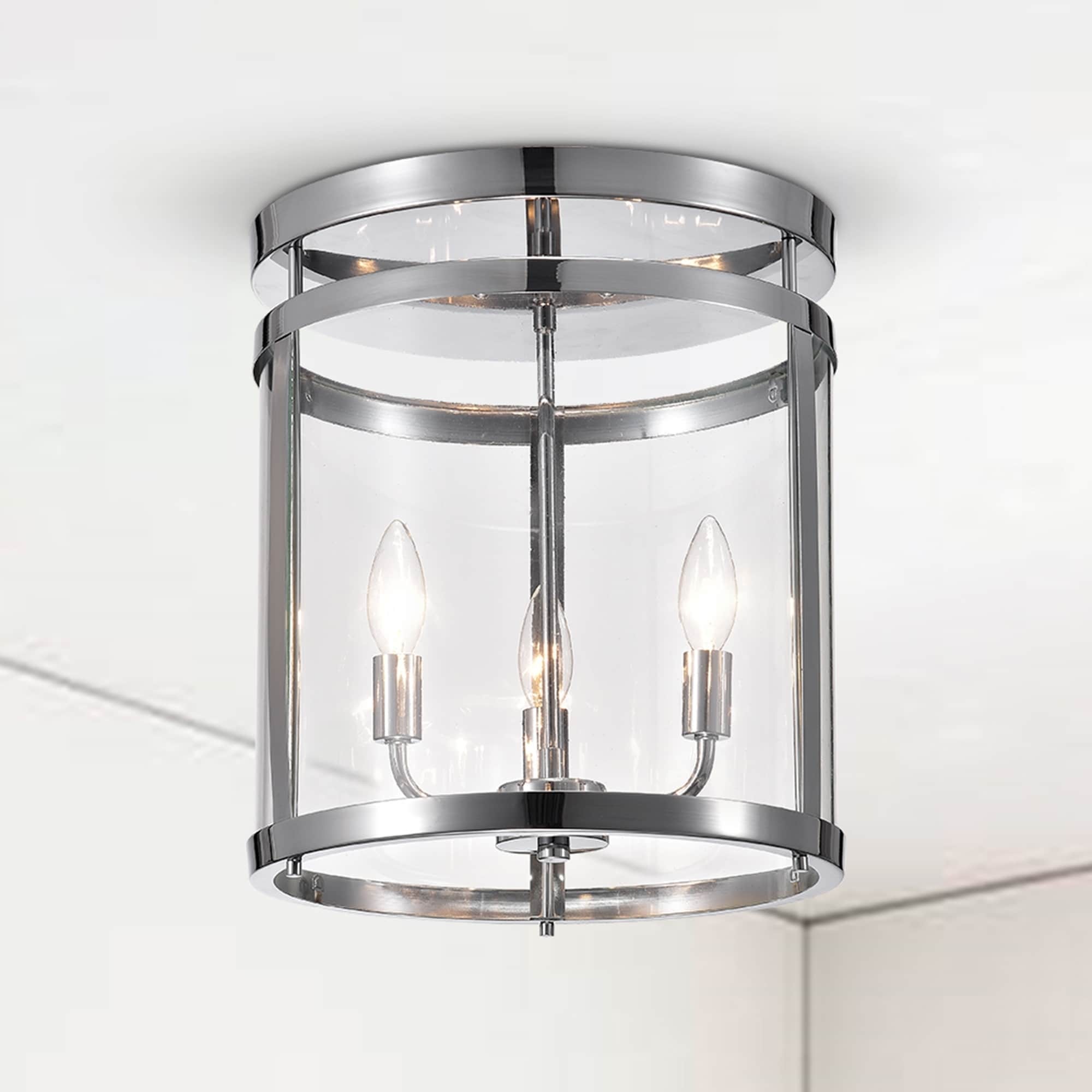 Nuwan 3 Light Chrome Drum Flush Mount