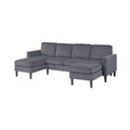 Nyla All In One Sectional Sofa Set With Double Chaise Dark Gray Corduroy