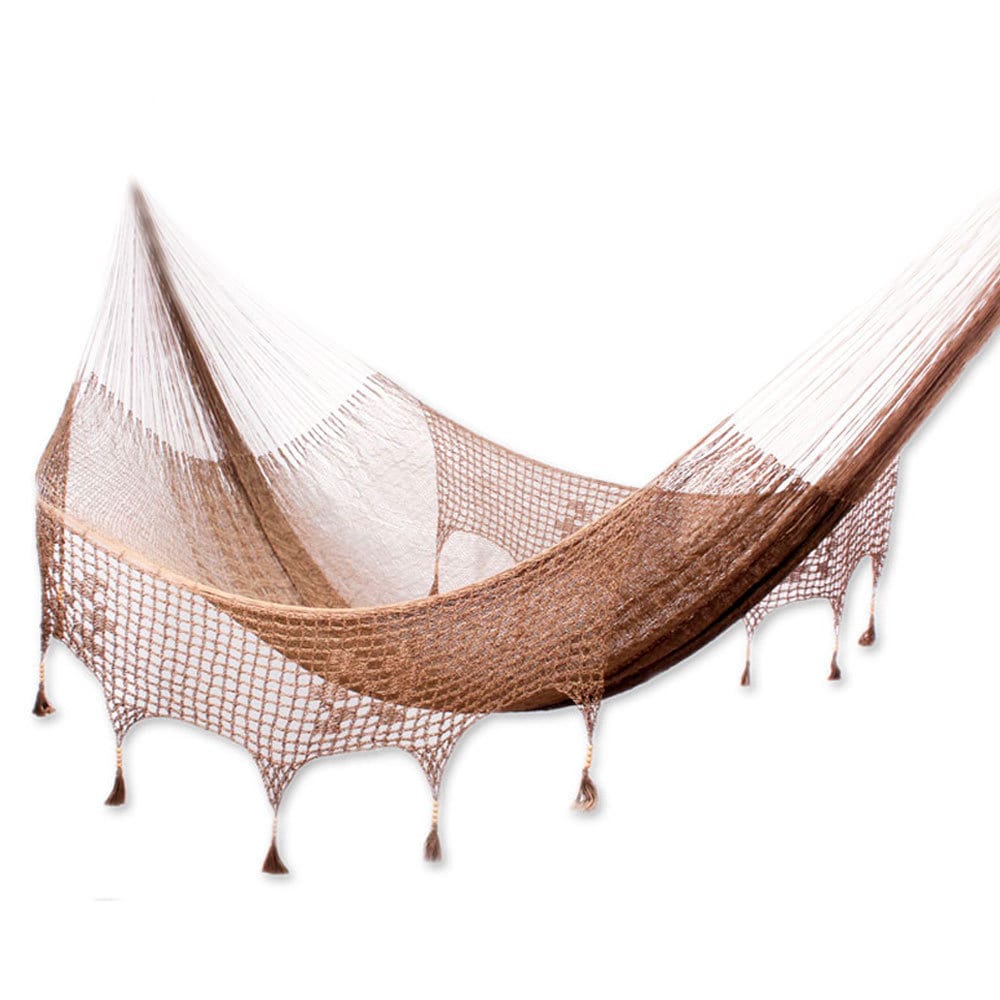 Handmade Nylon Pinewood Copper Filigree Hammock Double Mexico