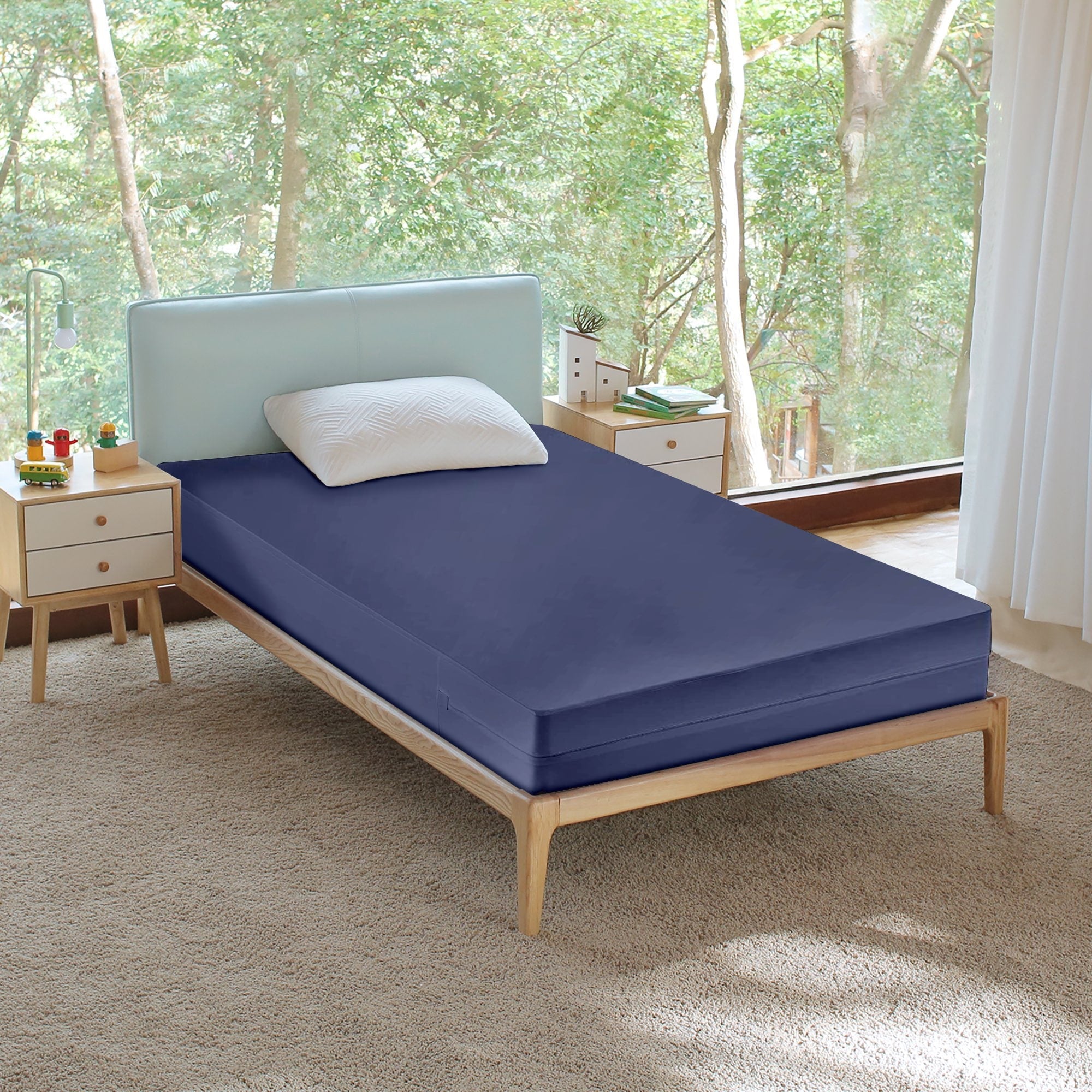 Onetan Waterproof Vinly Zippered Mattress Or Box Spring Cover Protector Fits 5 8 Inch Twin Size 74 X 38