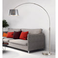 Orbita 82 Inch Brushed Nickel Retractable Arch Dimmable Floor Lamp With Led Bulb And Silver Shade