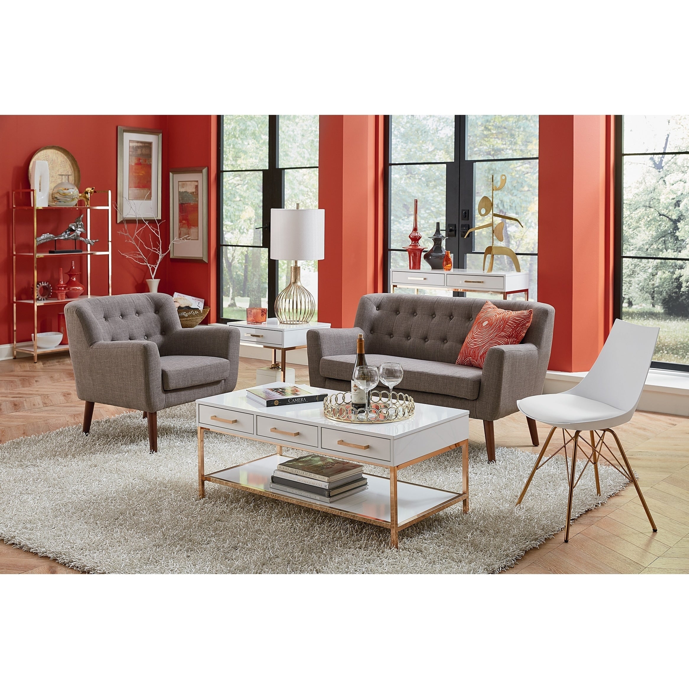 Silver Orchid Dahlberg Glossy White Cocktail Table