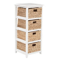Osp Home Furnishings Seabrook Four Tier Storage Unit With White Finish And Natural Baskets