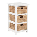 Osp Home Furnishings Seabrook Three Tier Storage Unit With White Finish And Natural Baskets