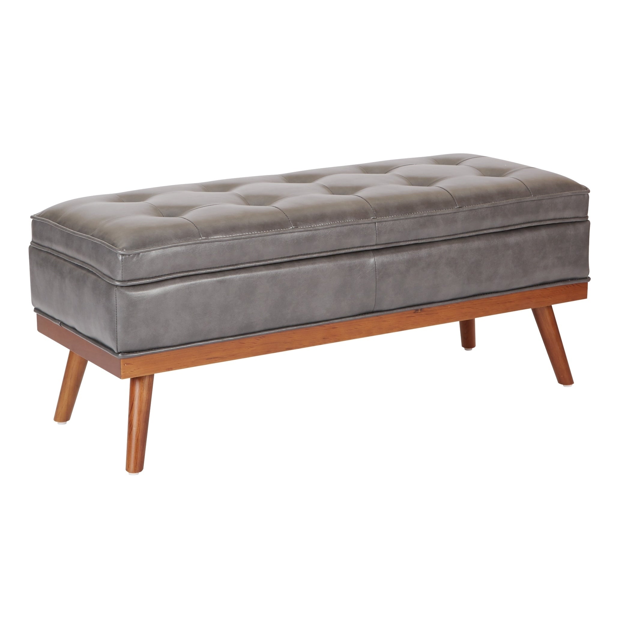 Osp Home Furnishings Mid Century Katheryn Storage Bench In Bonded Leather